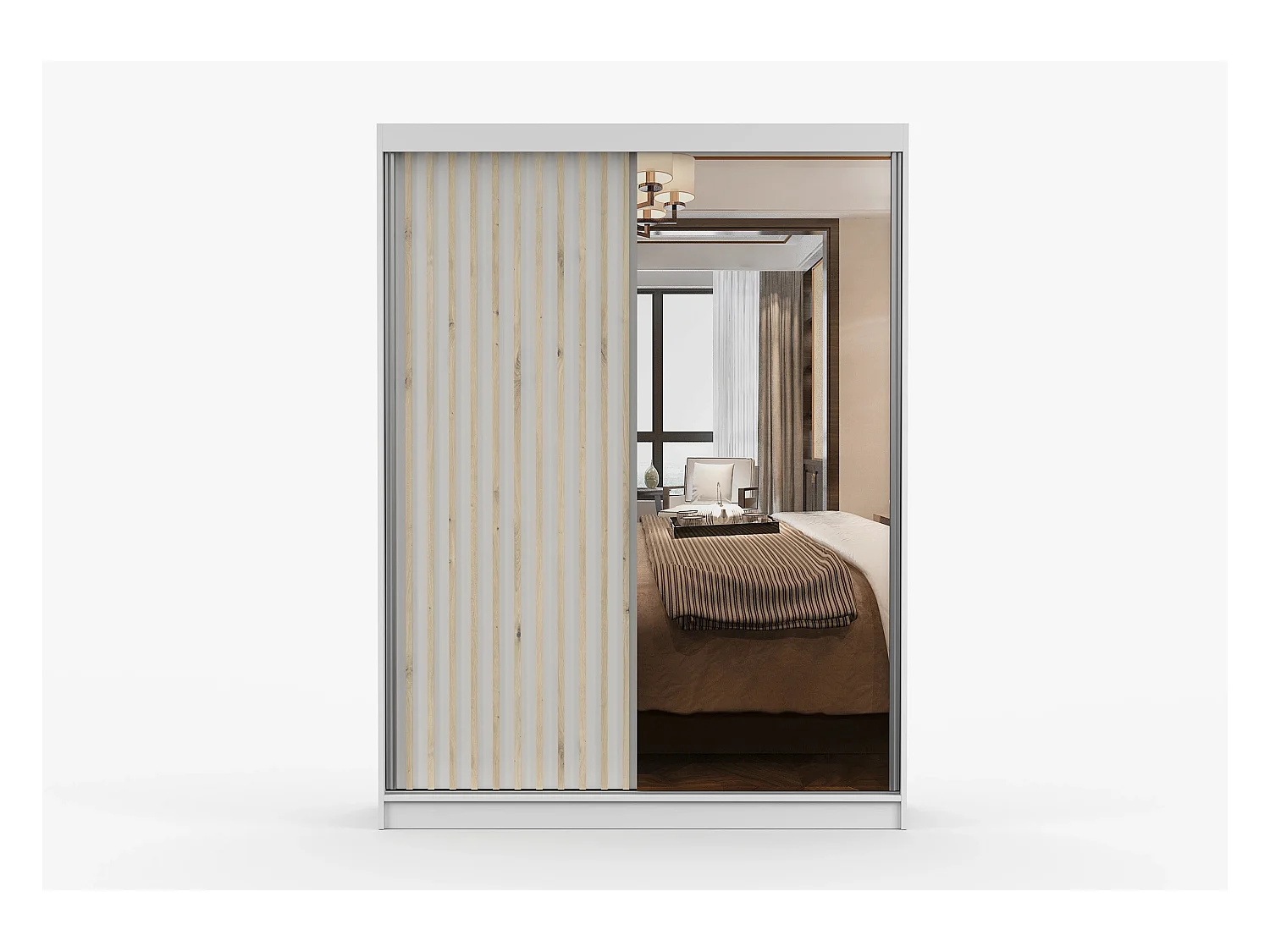 Armoire Zinaé 150 cm avec miroir - Blanc