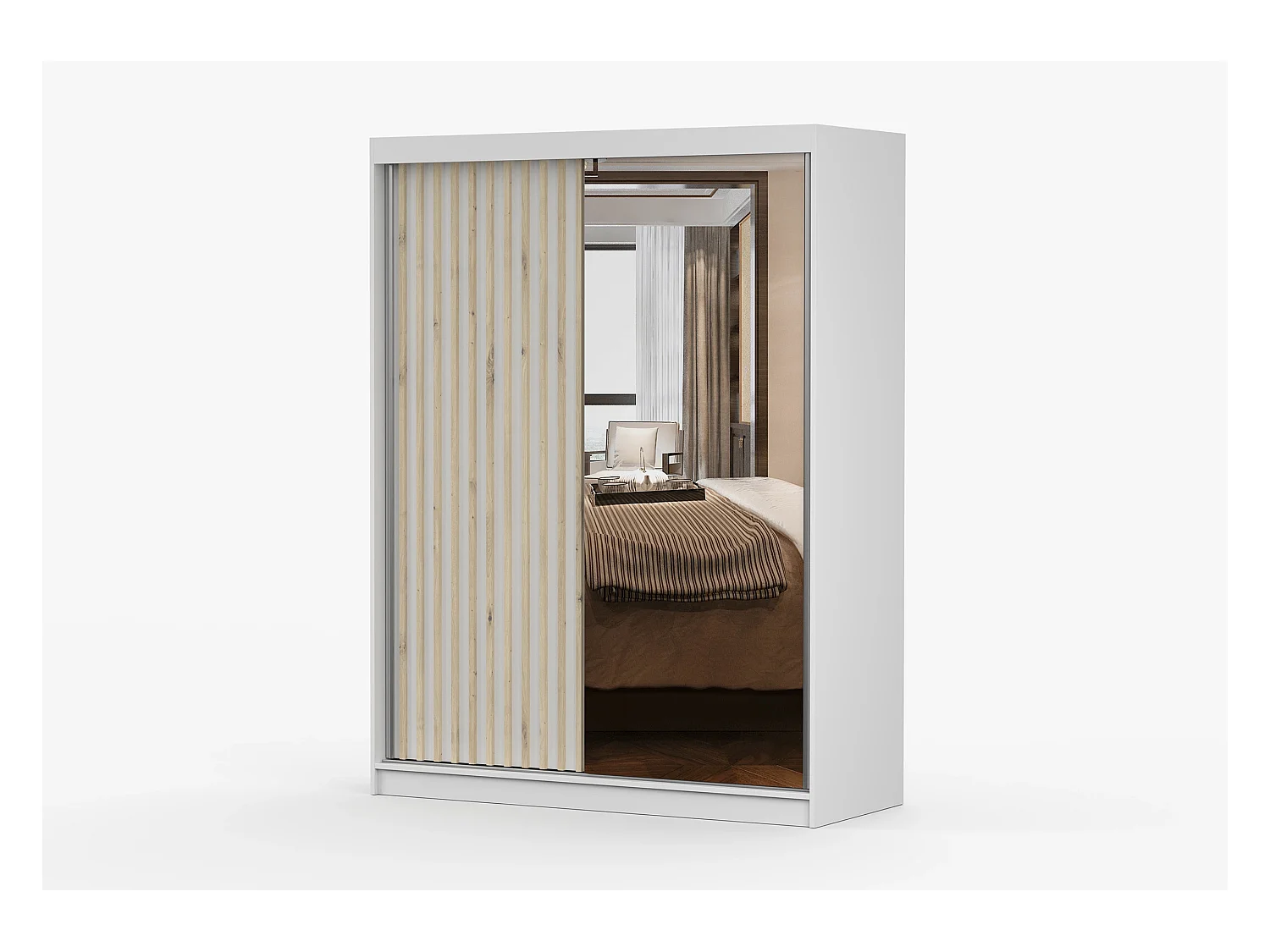 Armoire Zinaé 150 cm avec miroir - Blanc