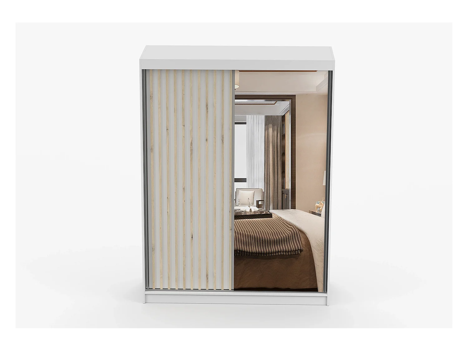 Armoire Zinaé 150 cm avec miroir - Blanc