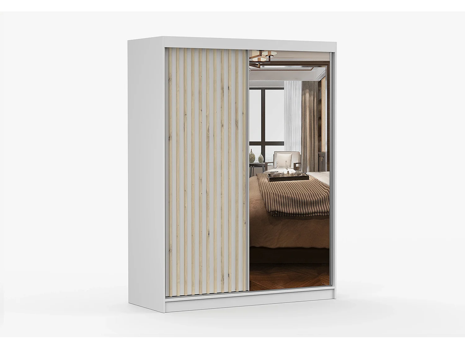 Armoire Zinaé 150 cm avec miroir - Blanc