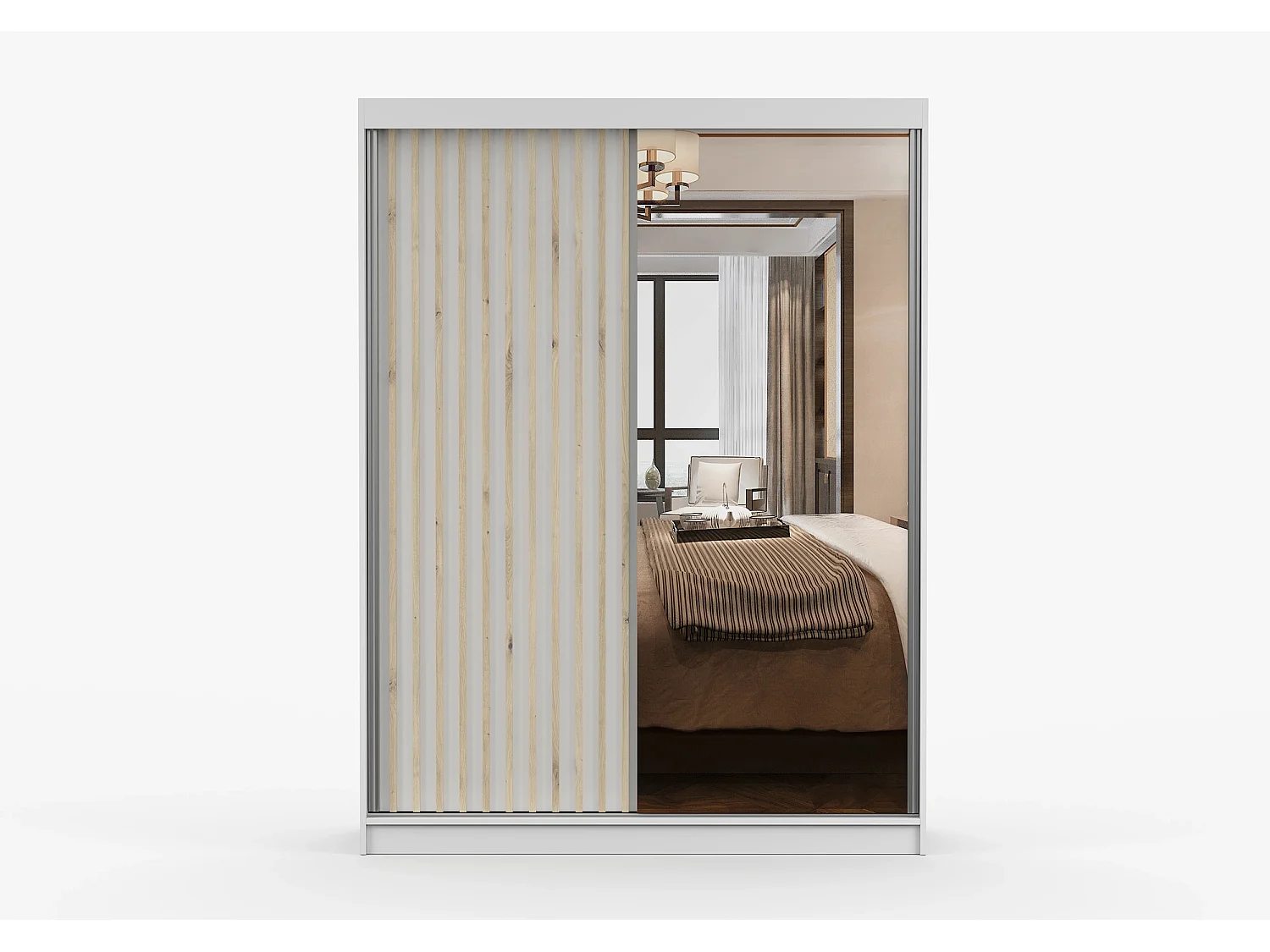 Armoire Zinaé 150 cm avec miroir - Blanc