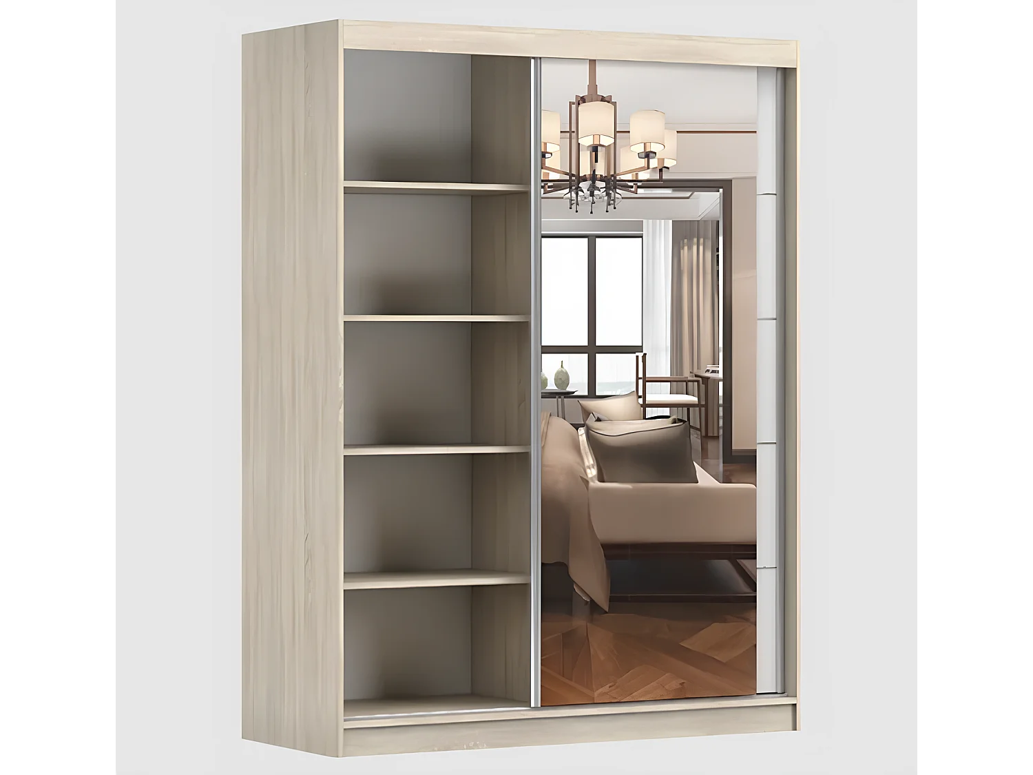 Armoire Zinaé 150 cm avec miroir - Blanc