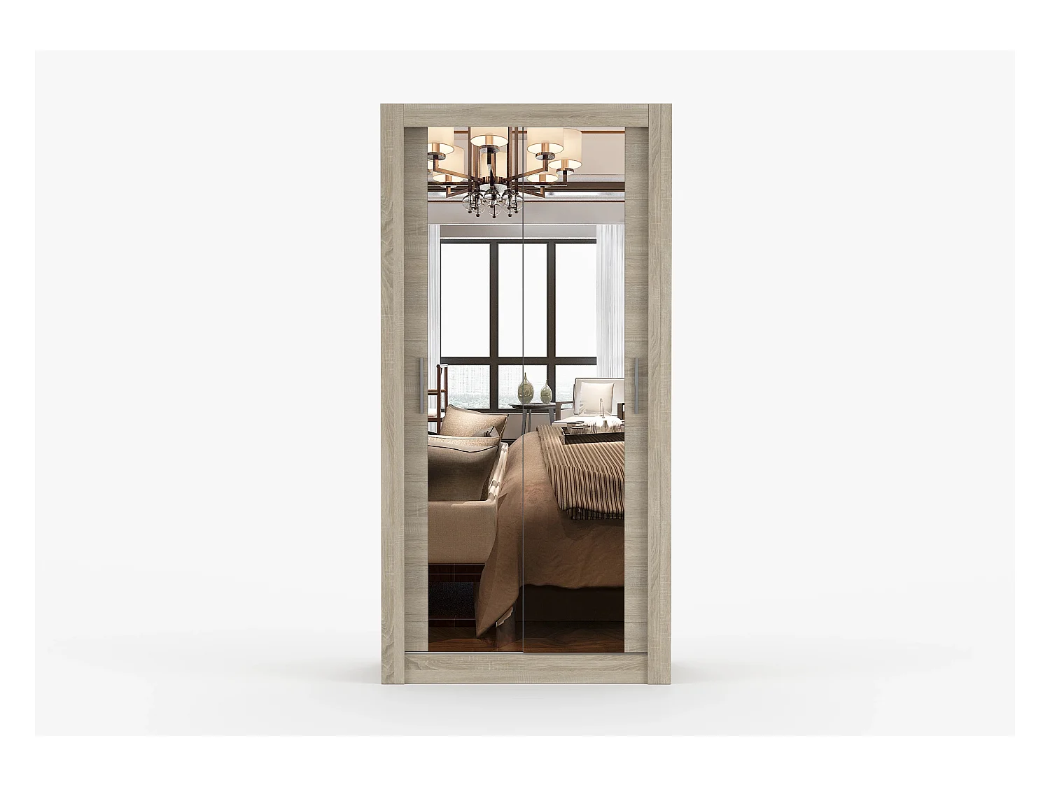 Armoire Moira 100 cm avec miroir - Chêne