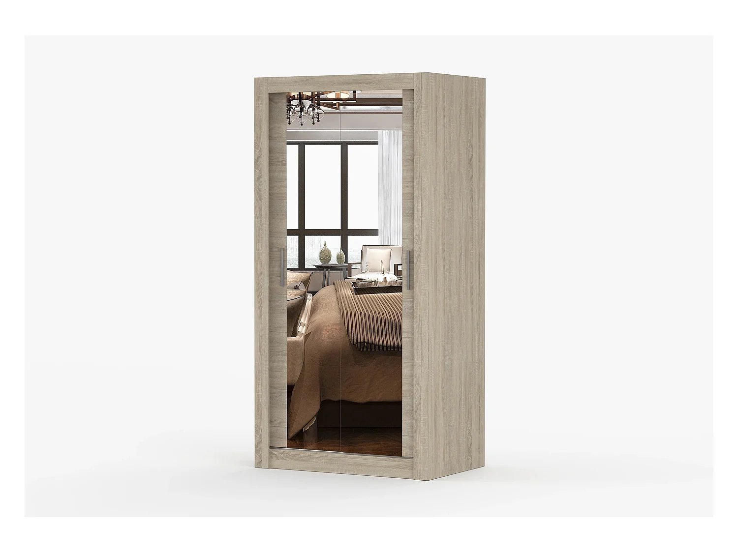 Armoire Moira 100 cm avec miroir - Chêne