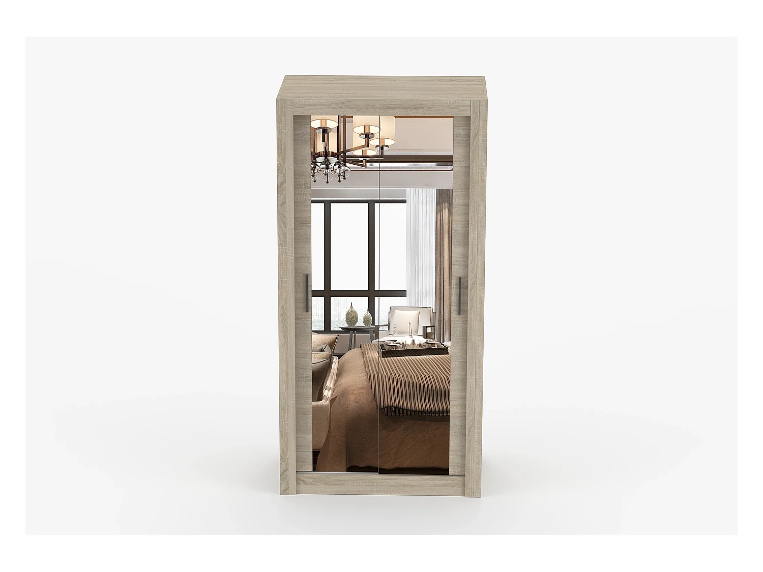 Armoire Moira 100 cm avec miroir - Chêne
