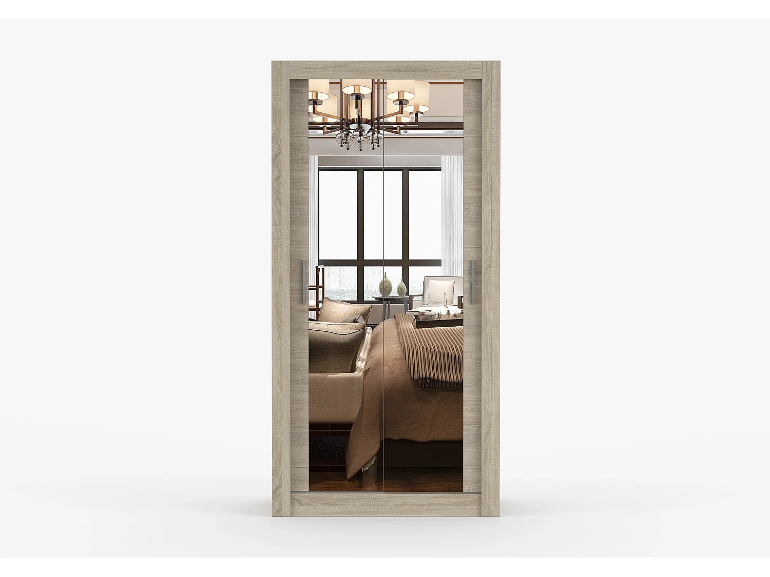 Armoire Moira 100 cm avec miroir - Chêne