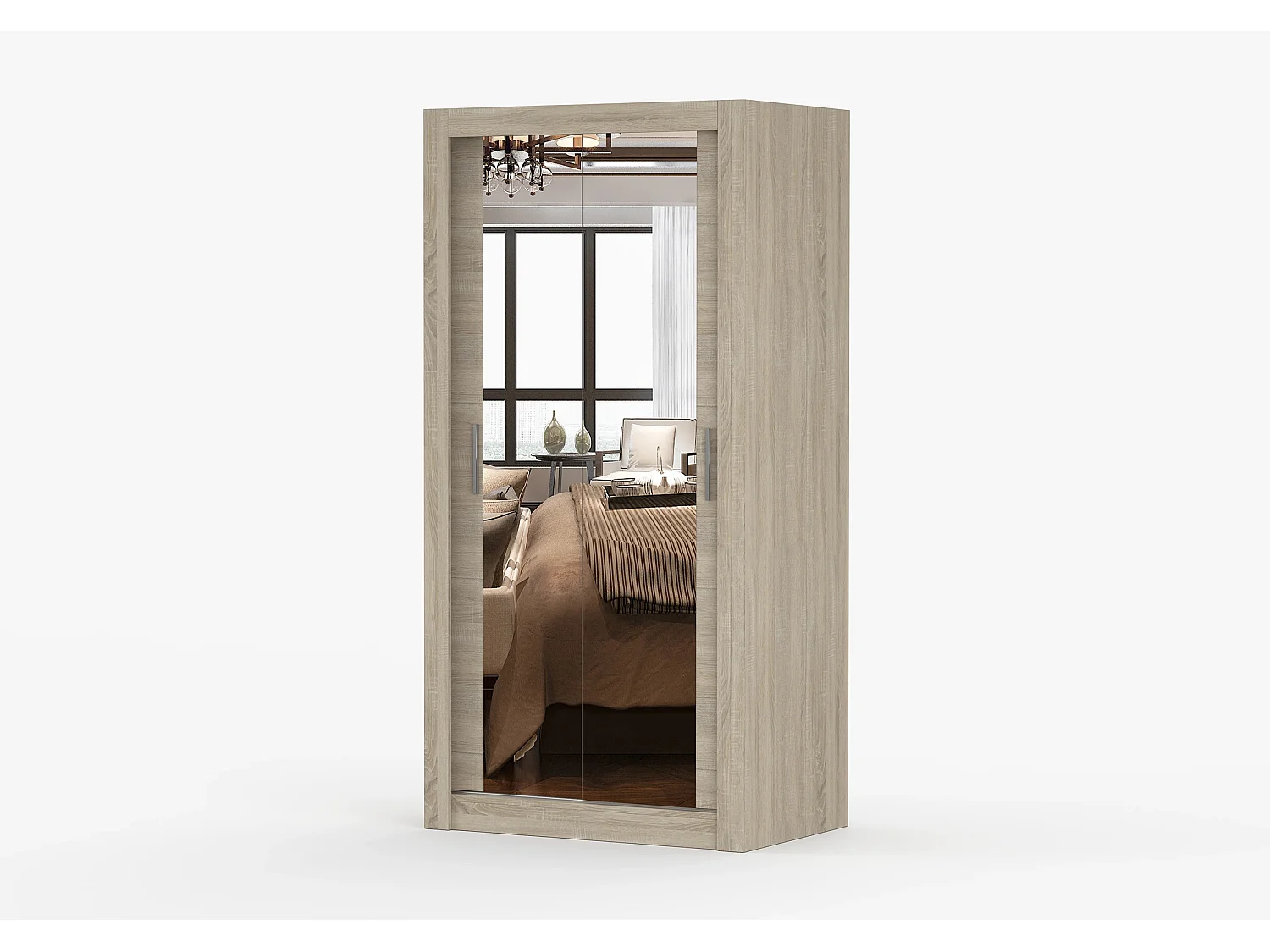 Armoire Moira 100 cm avec miroir - Chêne
