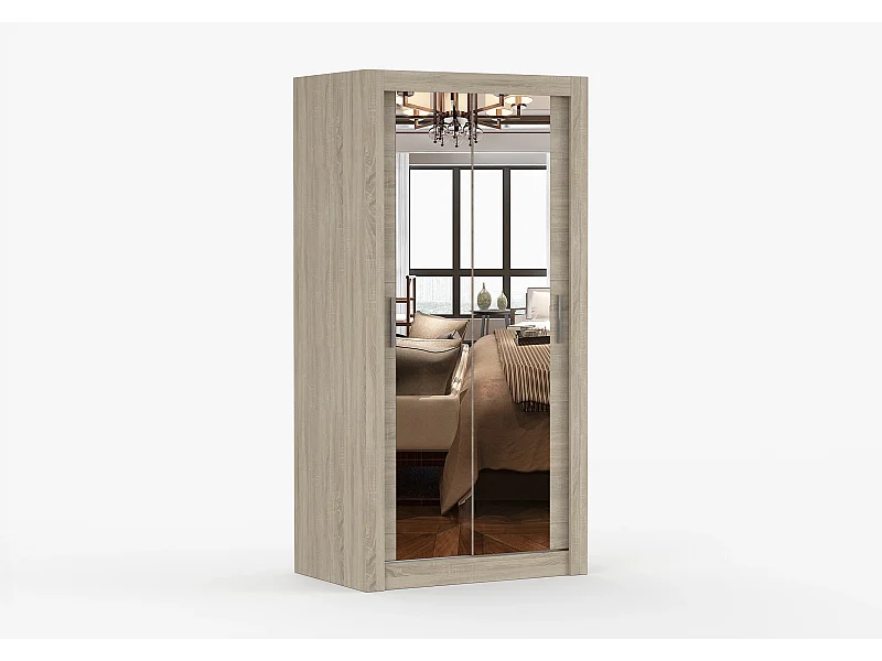 Armoire Moira 100 cm avec miroir - Chêne