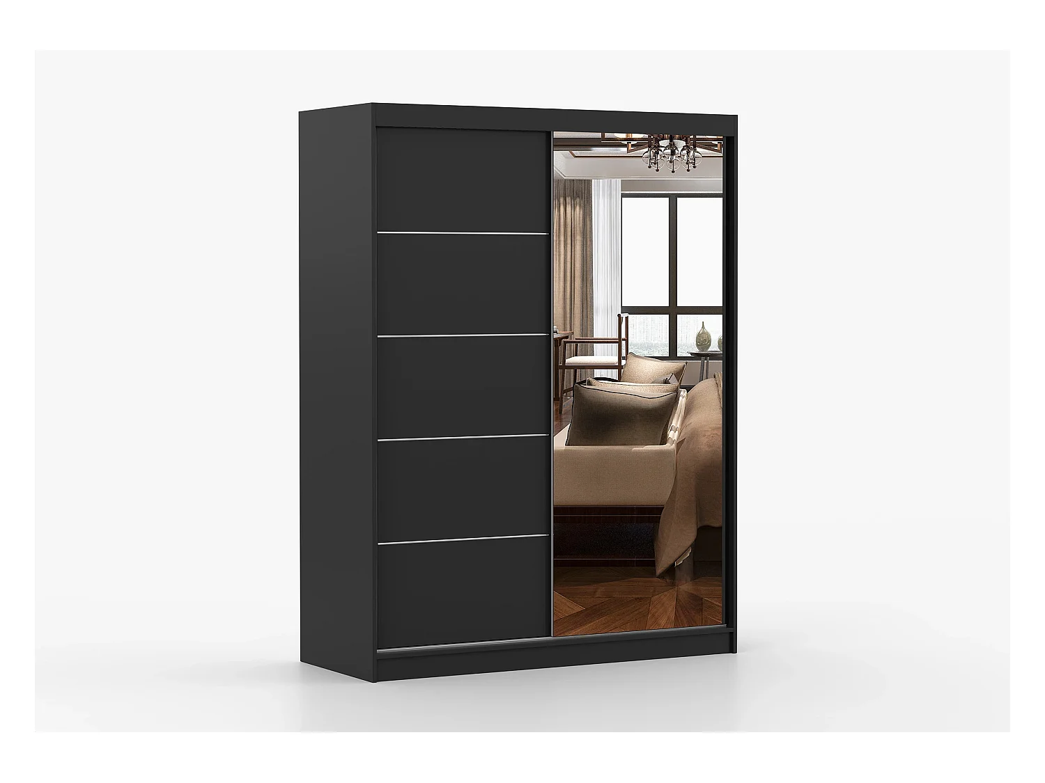Armoire Irinaé 150 cm avec miroir - Noir