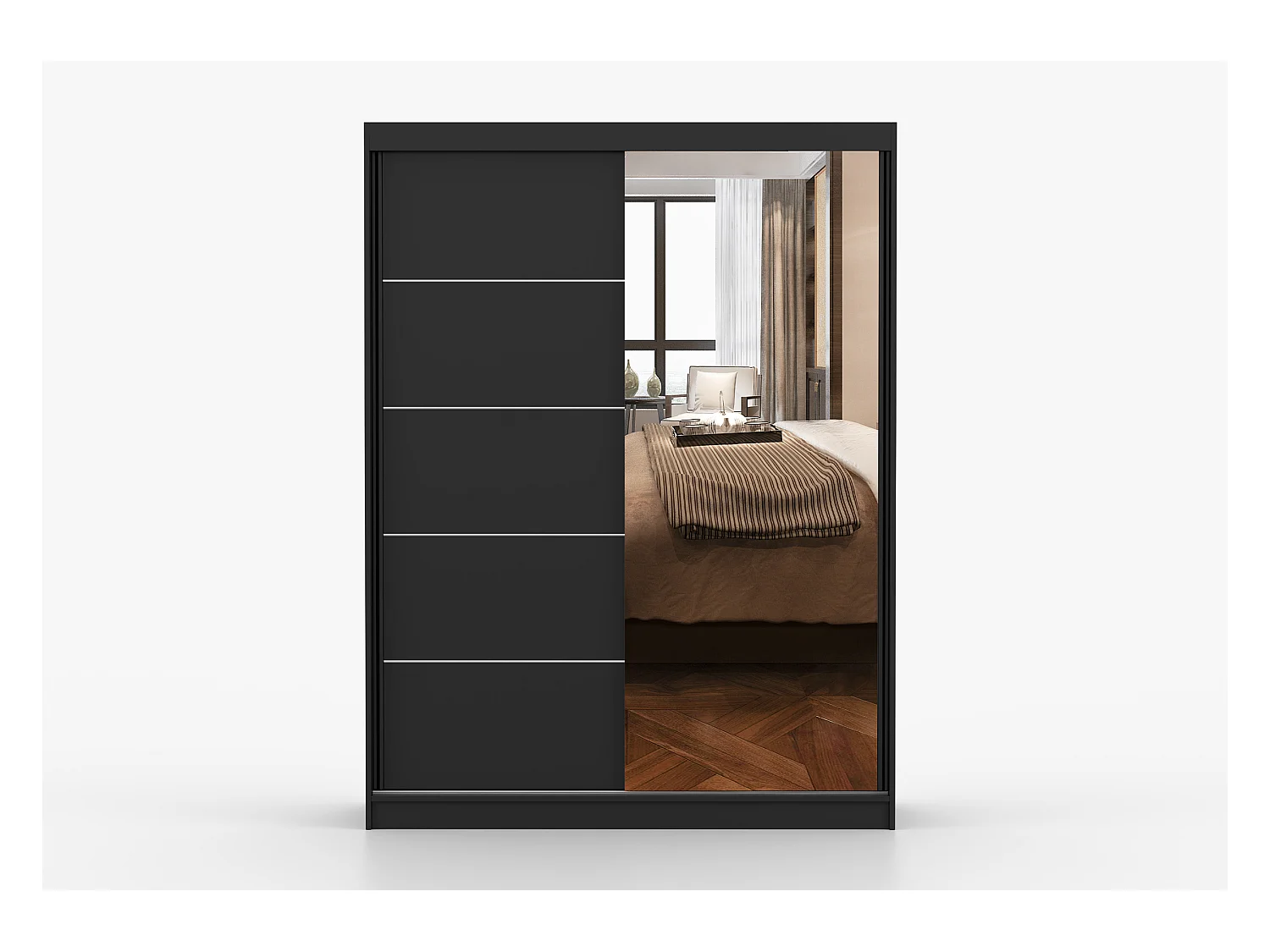 Armoire Irinaé 150 cm avec miroir - Noir