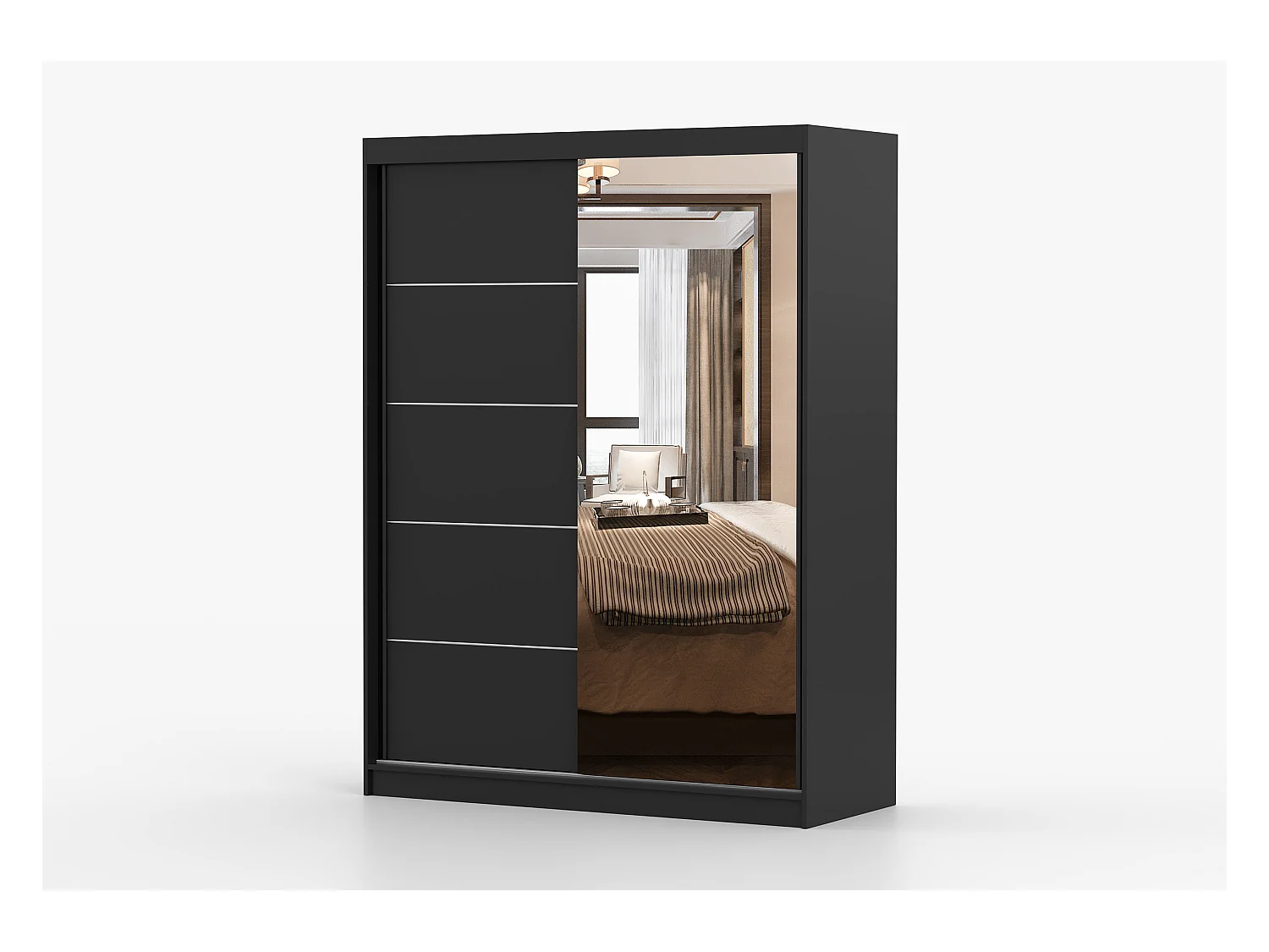 Armoire Irinaé 150 cm avec miroir - Noir