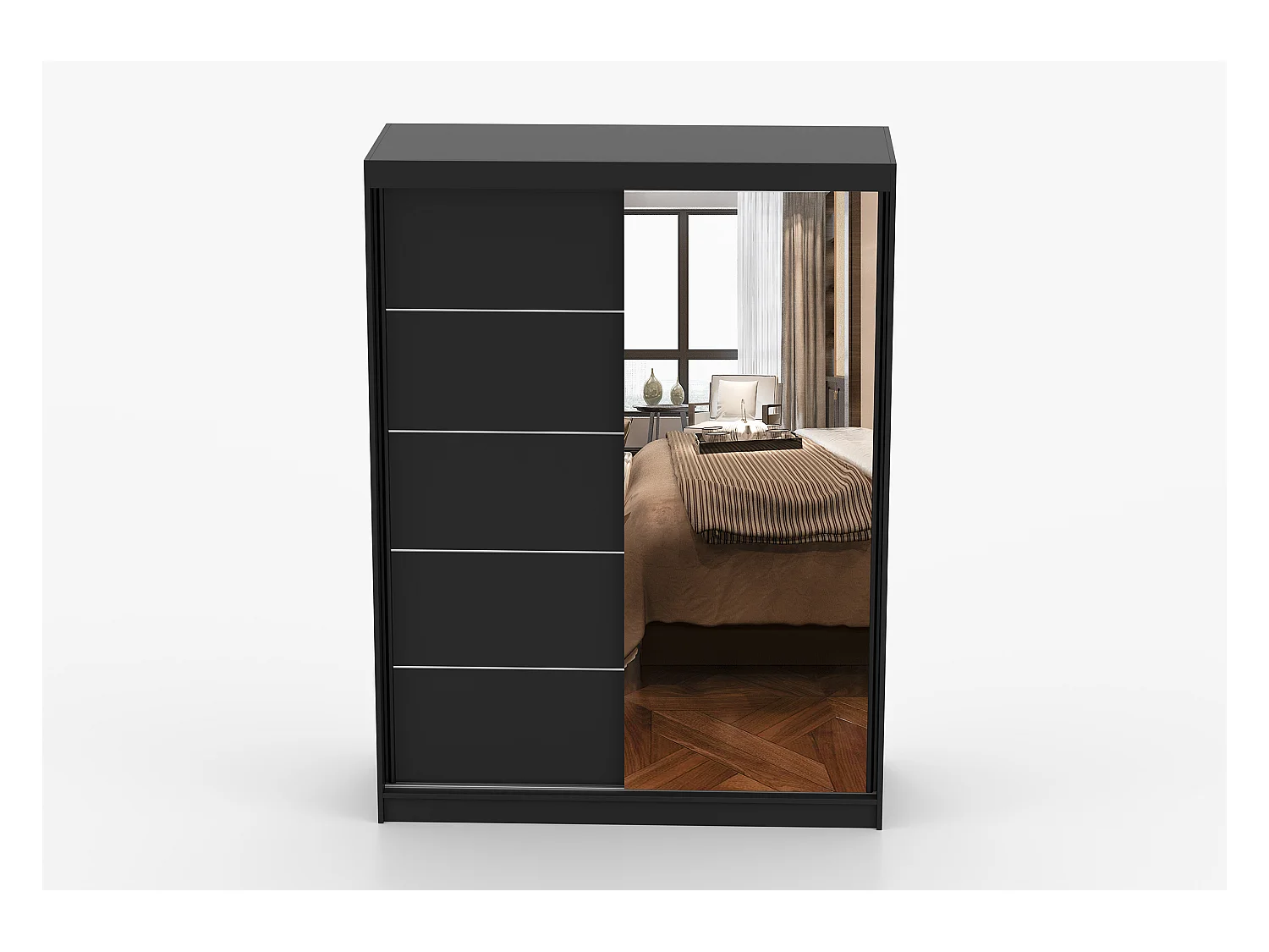 Armoire Irinaé 150 cm avec miroir - Noir