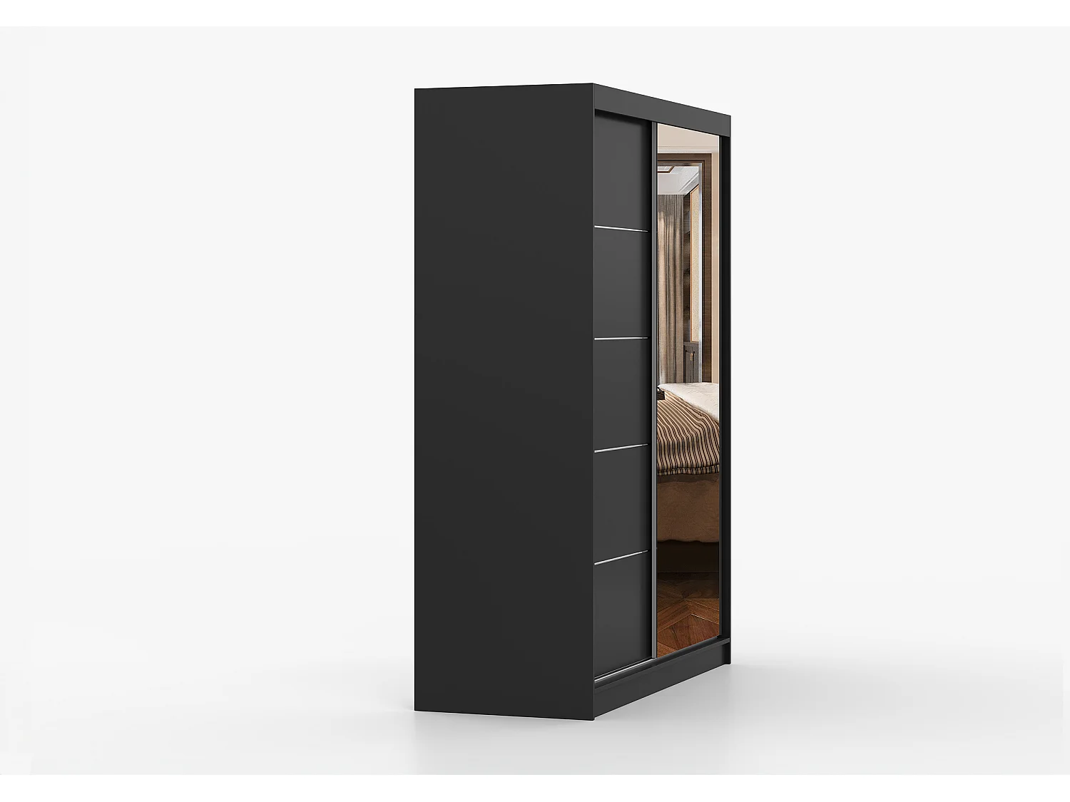 Armoire Irinaé 150 cm avec miroir - Noir