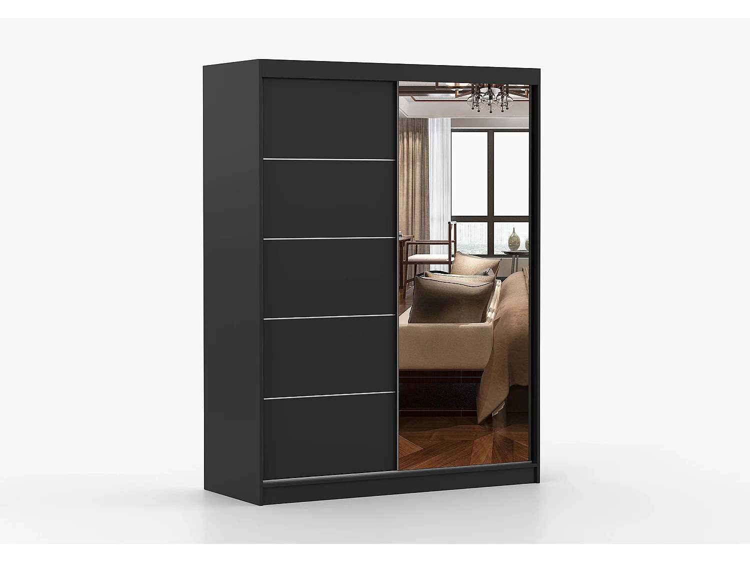 Armoire Irinaé 150 cm avec miroir - Noir