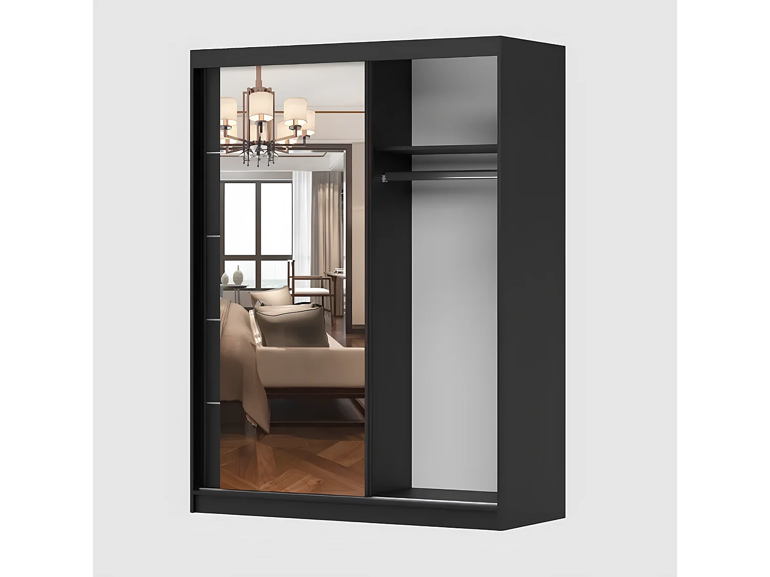 Armoire Irinaé 150 cm avec miroir - Noir