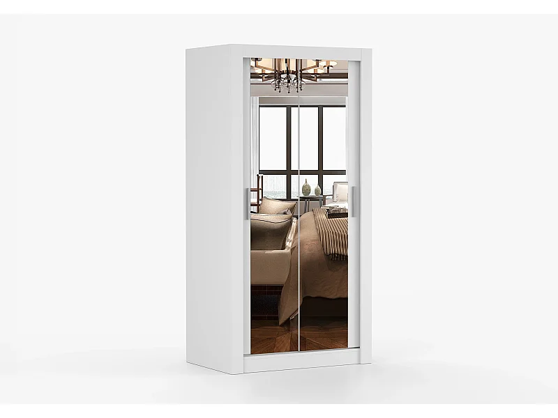 Armoire Moira 100 cm avec miroir - Blanc