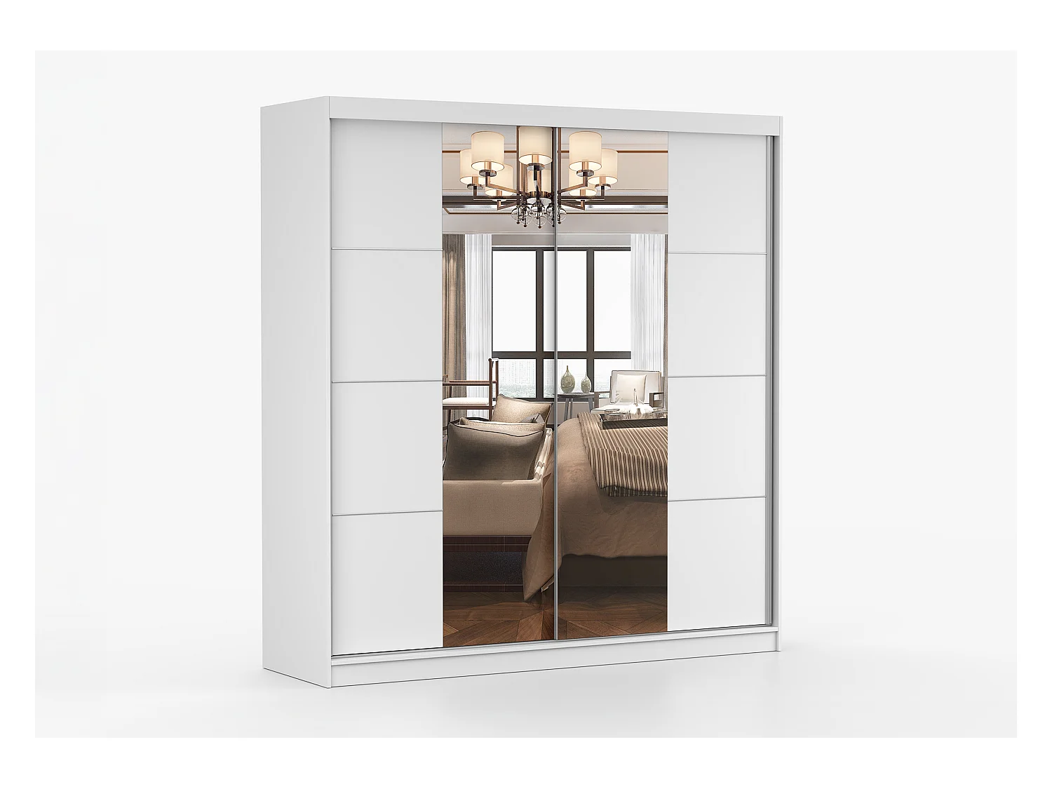 Armoire Helis 203 avec miroir - Blanc