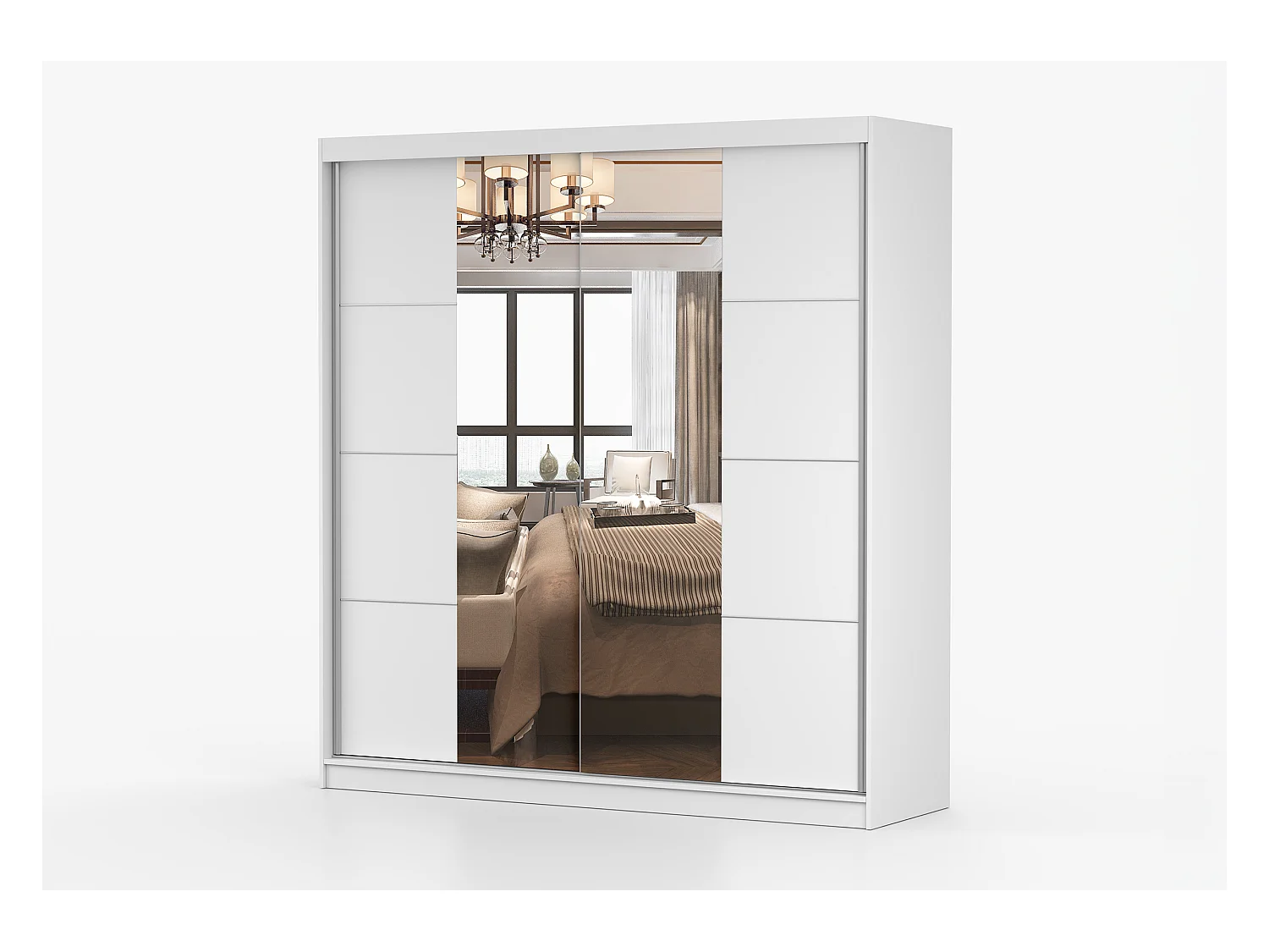 Armoire Helis 203 avec miroir - Blanc