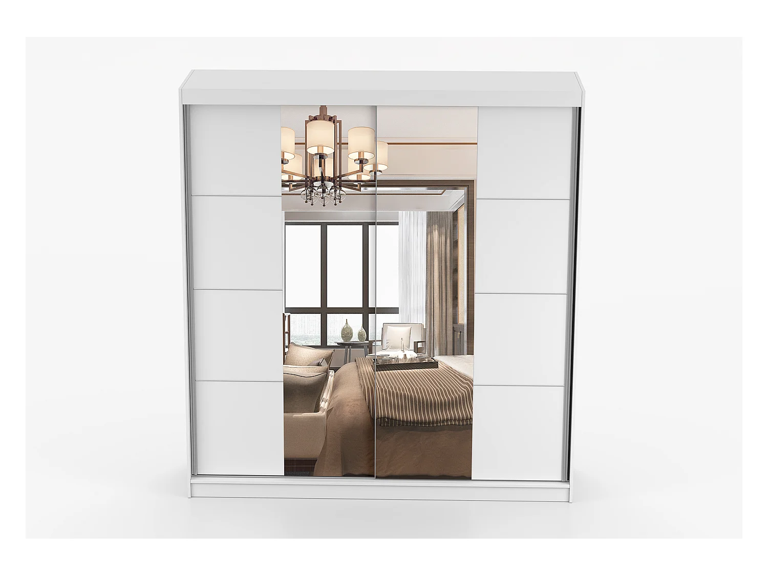 Armoire Helis 203 avec miroir - Blanc