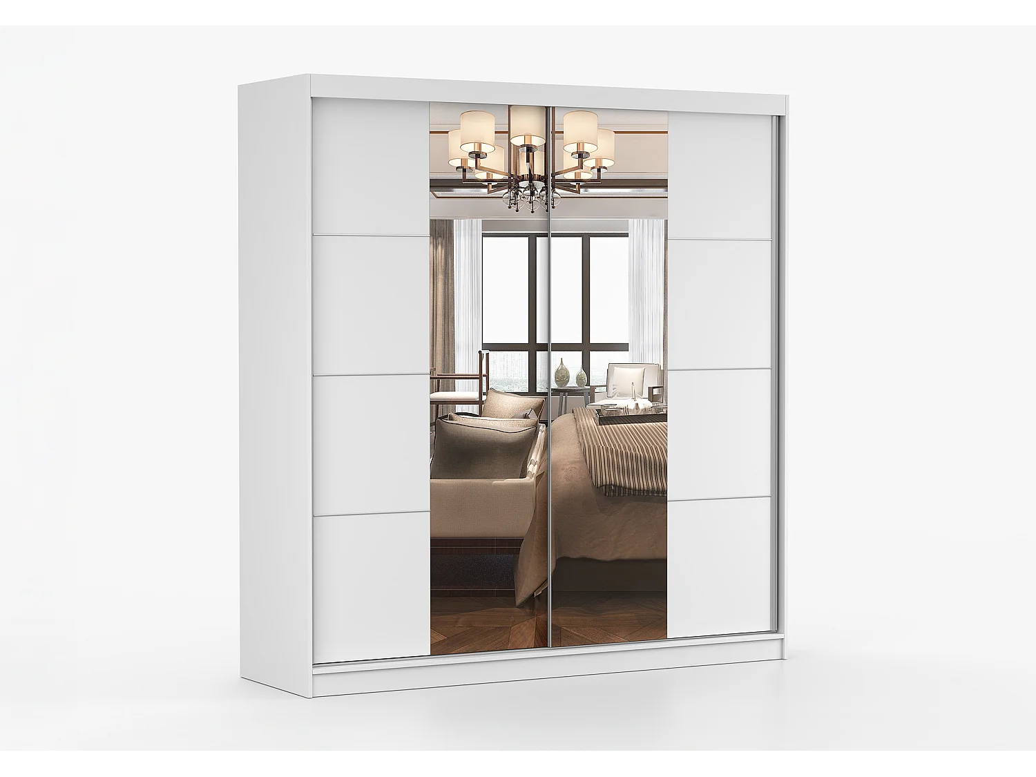 Armoire Helis 203 avec miroir - Blanc