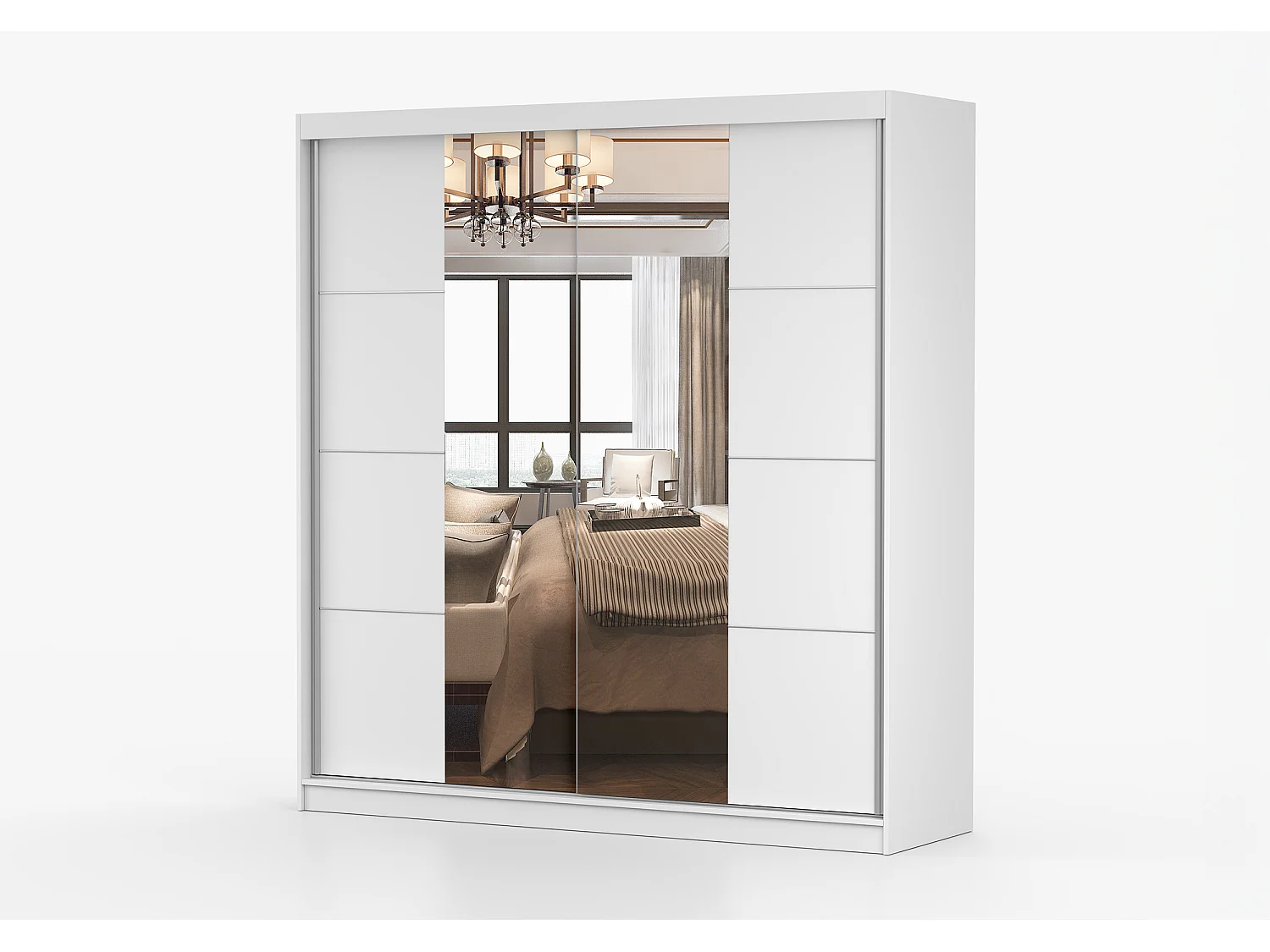 Armoire Helis 203 avec miroir - Blanc