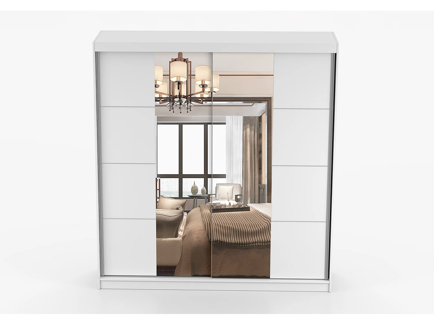 Armoire Helis 203 avec miroir - Blanc