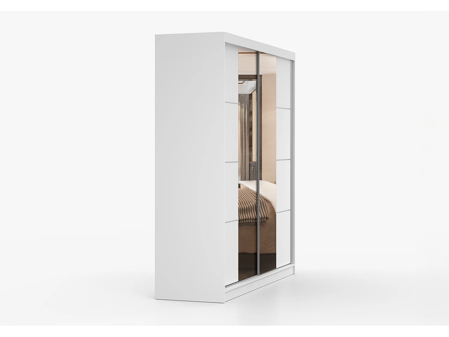 Armoire Helis 203 avec miroir - Blanc