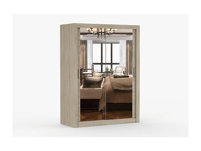 Armoire Maelian 150 cm avec miroir - Chêne