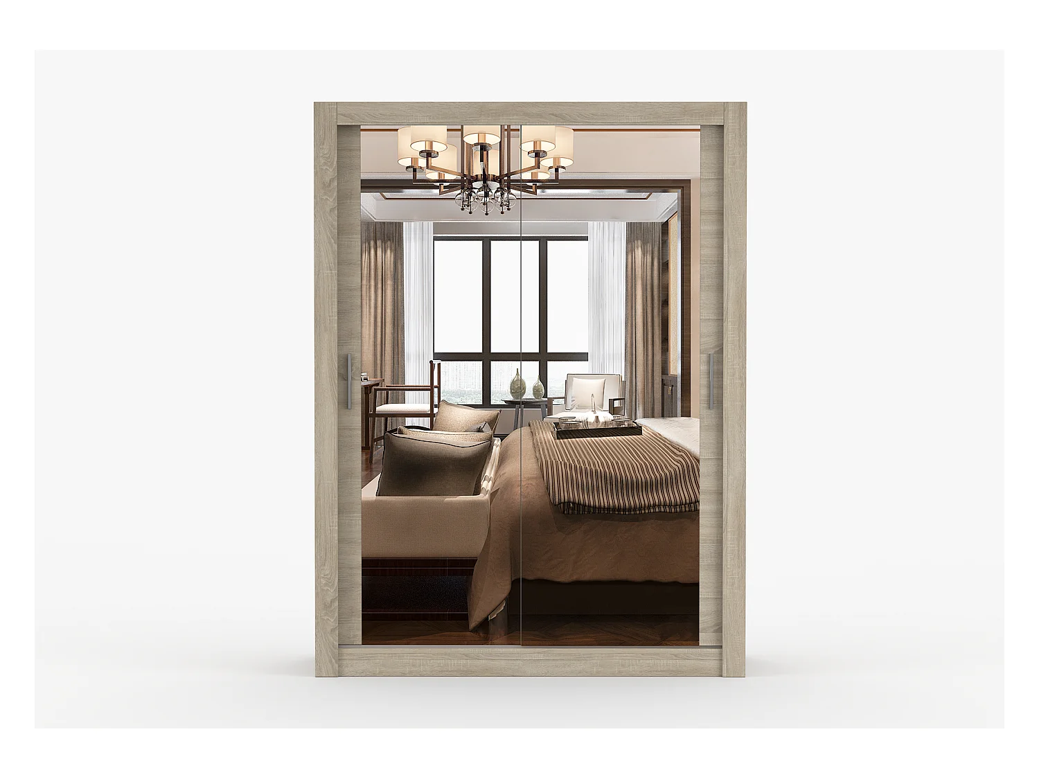 Armoire Maelian 150 cm avec miroir - Chêne