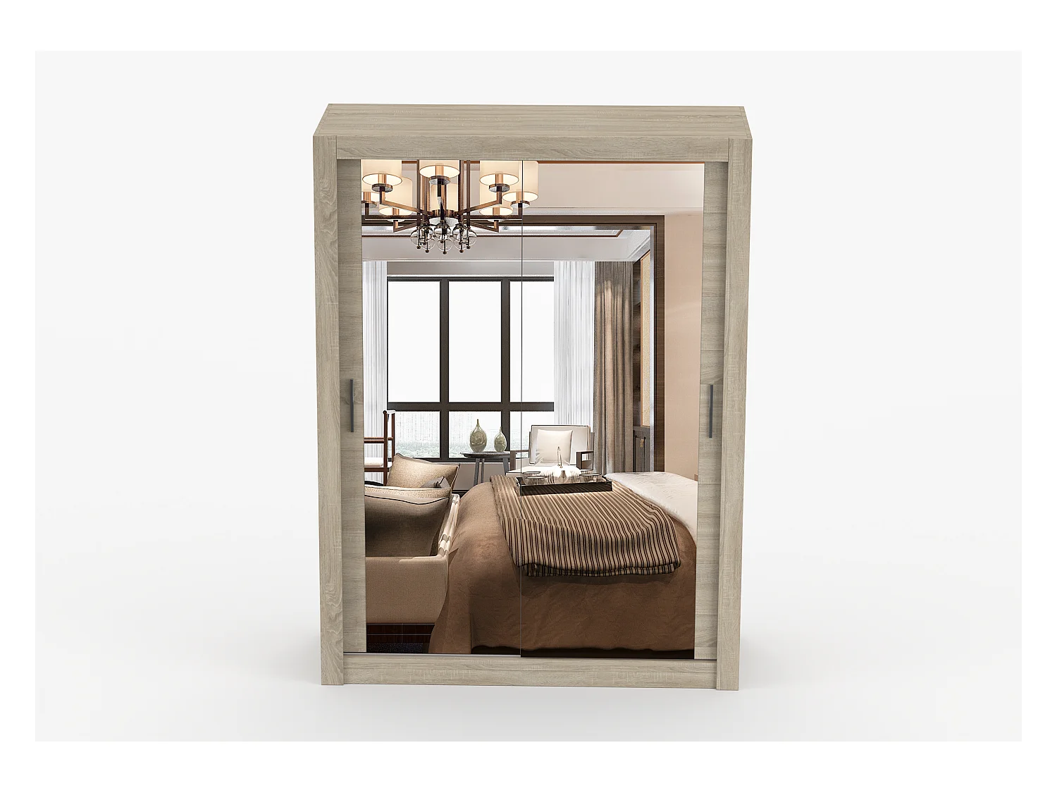 Armoire Maelian 150 cm avec miroir - Chêne