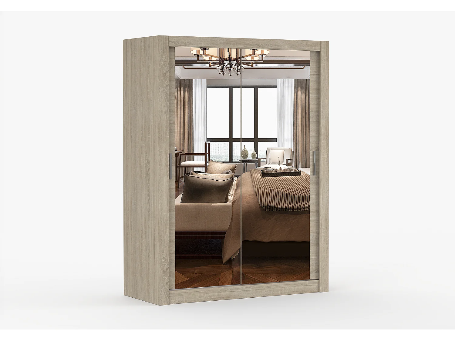 Armoire Maelian 150 cm avec miroir - Chêne