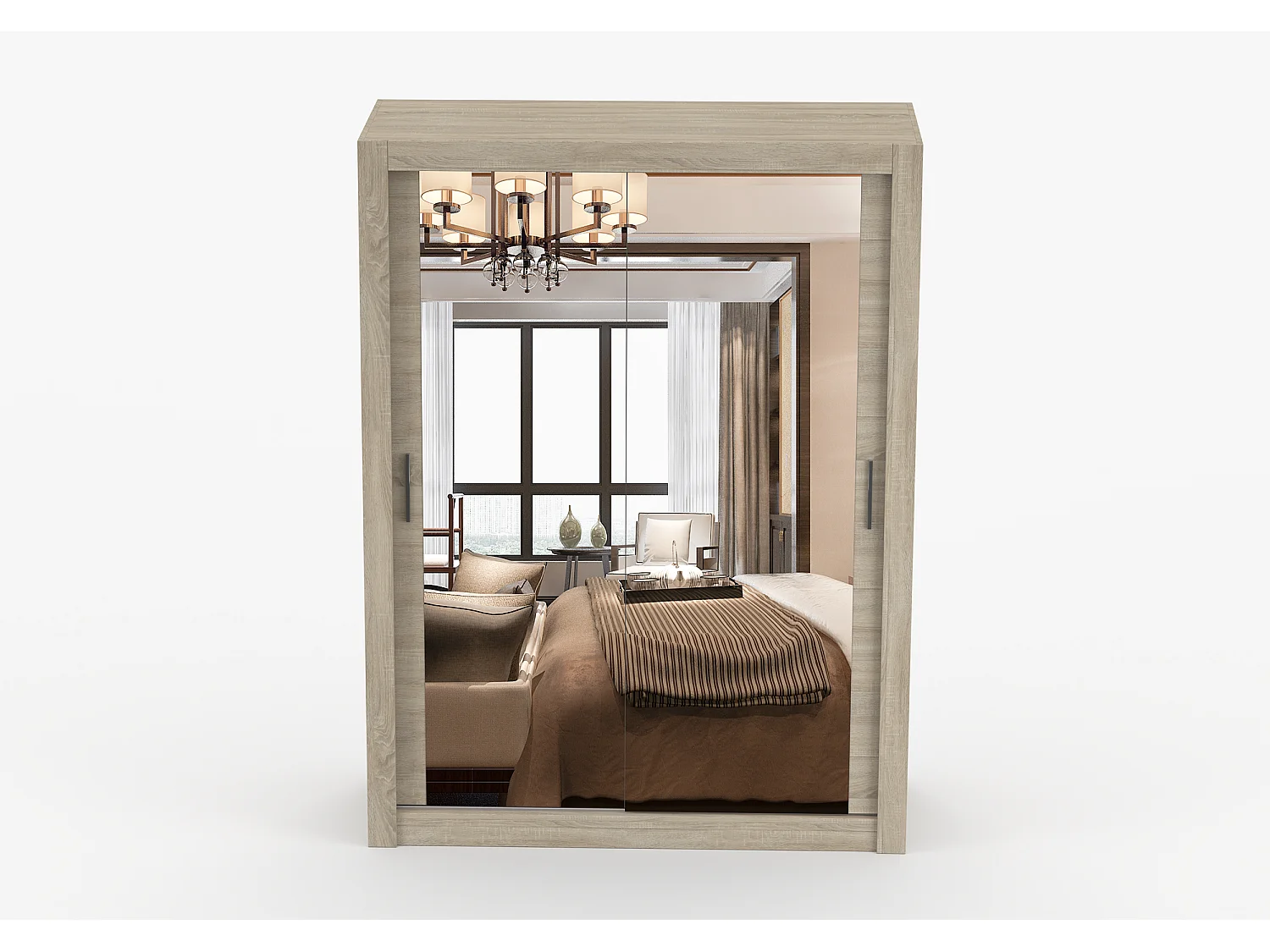 Armoire Maelian 150 cm avec miroir - Chêne