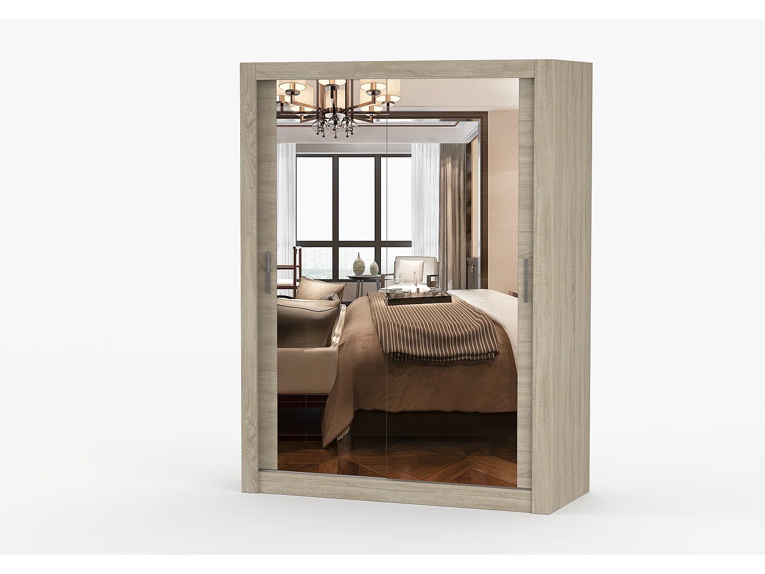 Armoire Maelian 150 cm avec miroir - Chêne