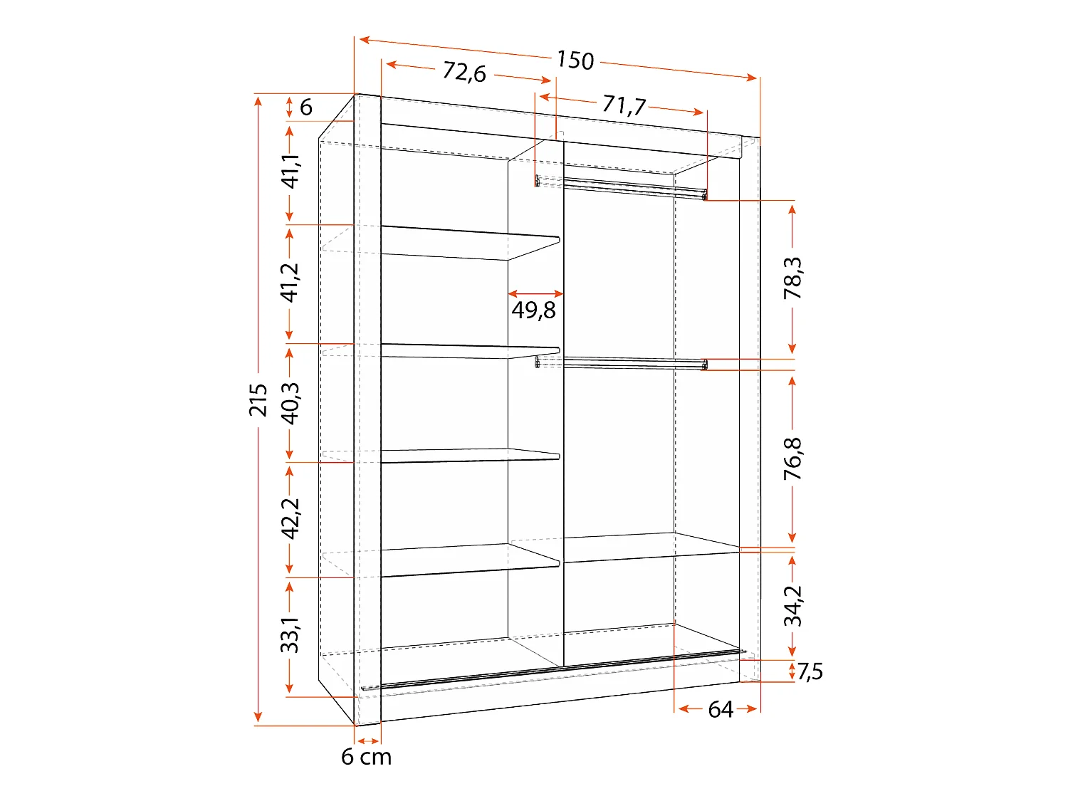 Armoire Maelian 150 cm avec miroir - Chêne
