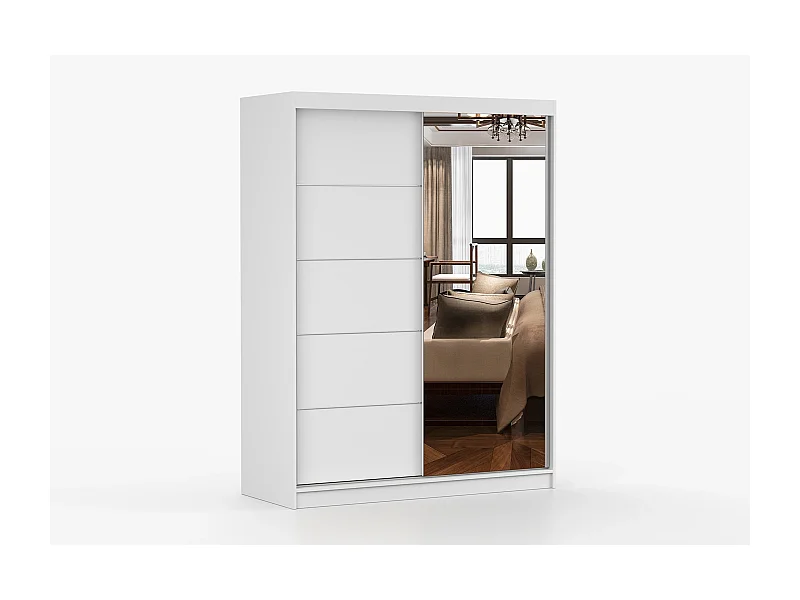 Armoire Vaiana 150 cm avec miroir - Blanc