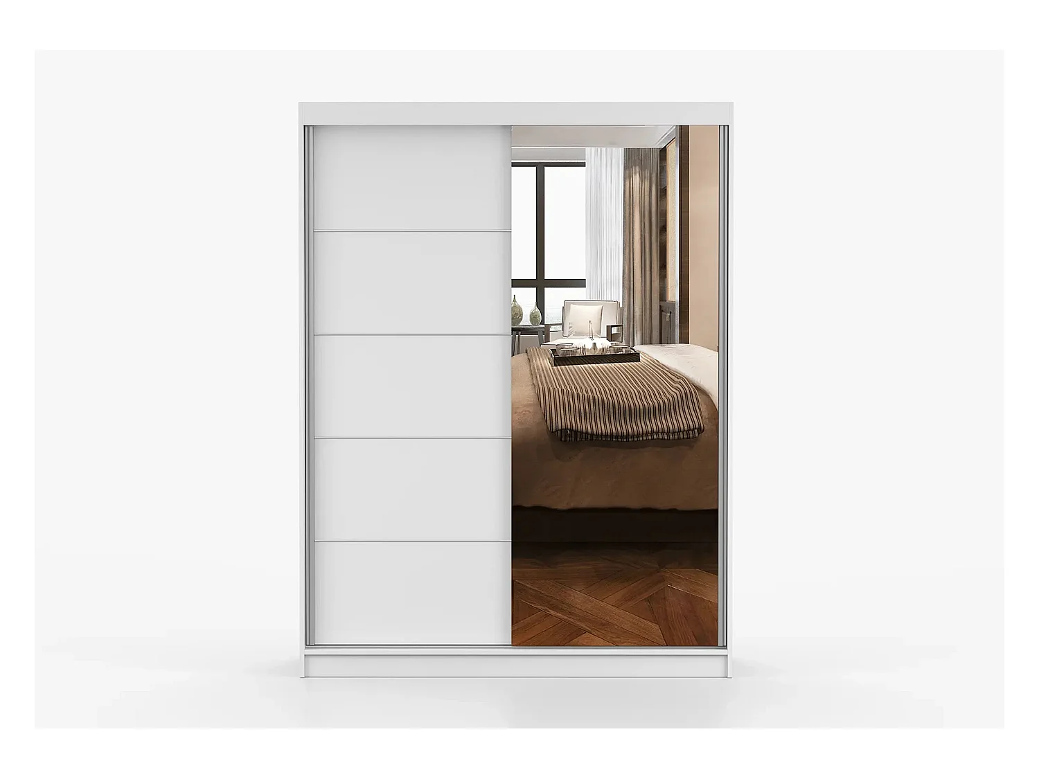 Armoire Vaiana 150 cm avec miroir - Blanc