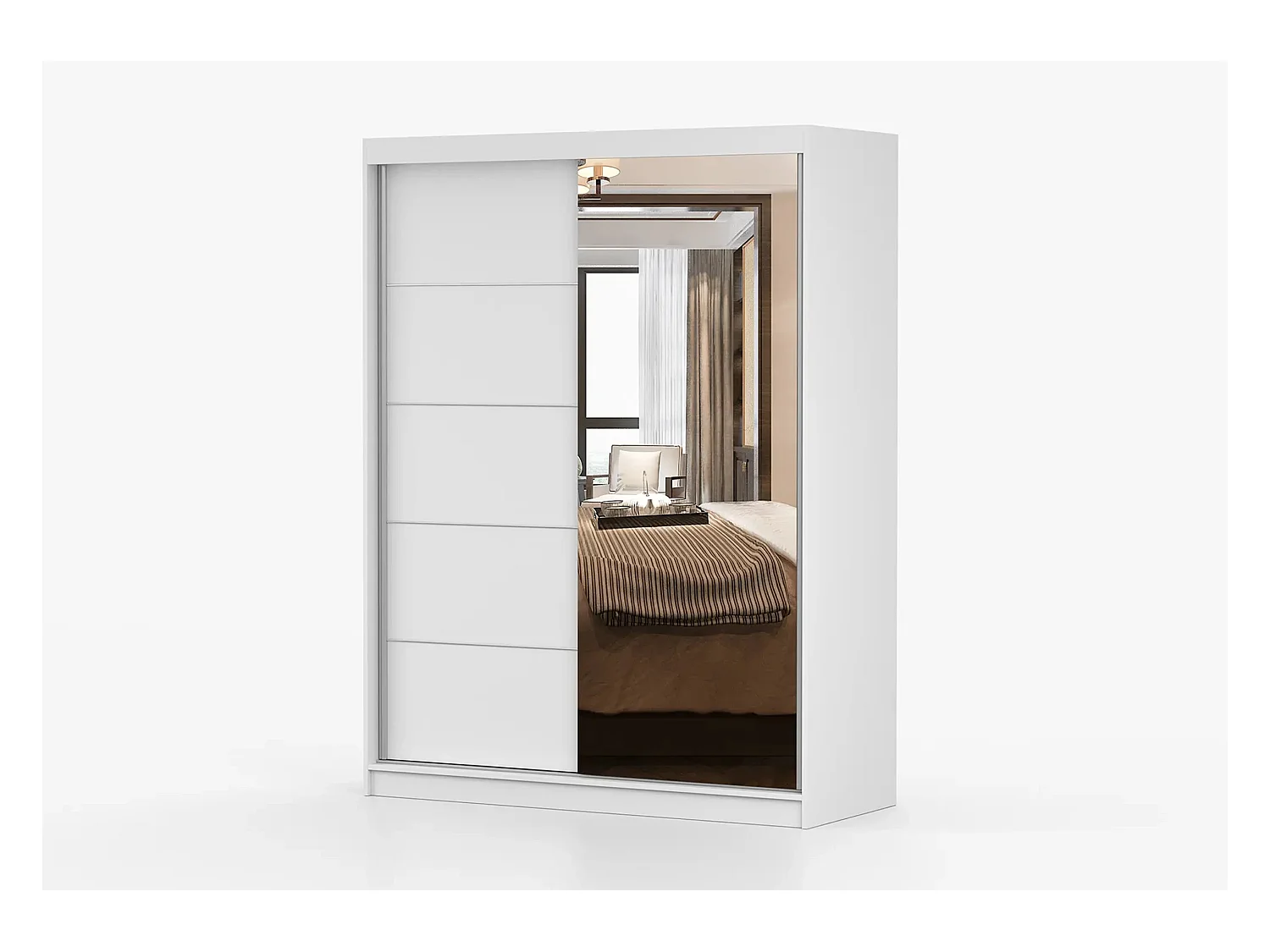 Armoire Vaiana 150 cm avec miroir - Blanc