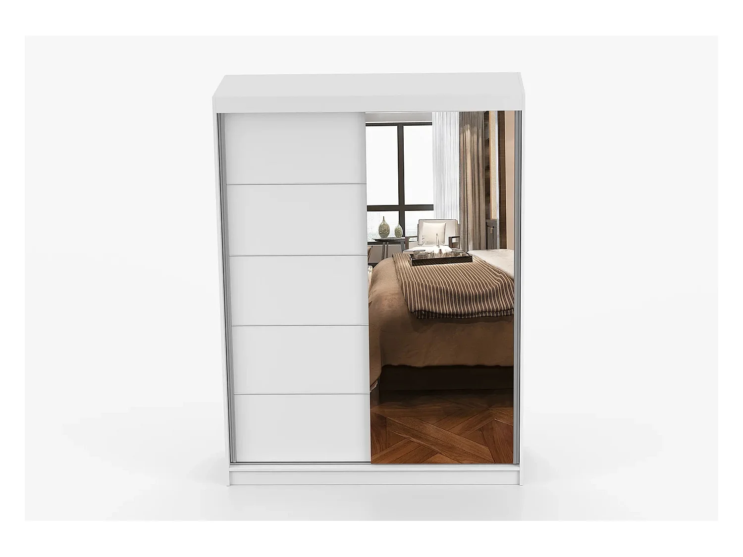 Armoire Vaiana 150 cm avec miroir - Blanc