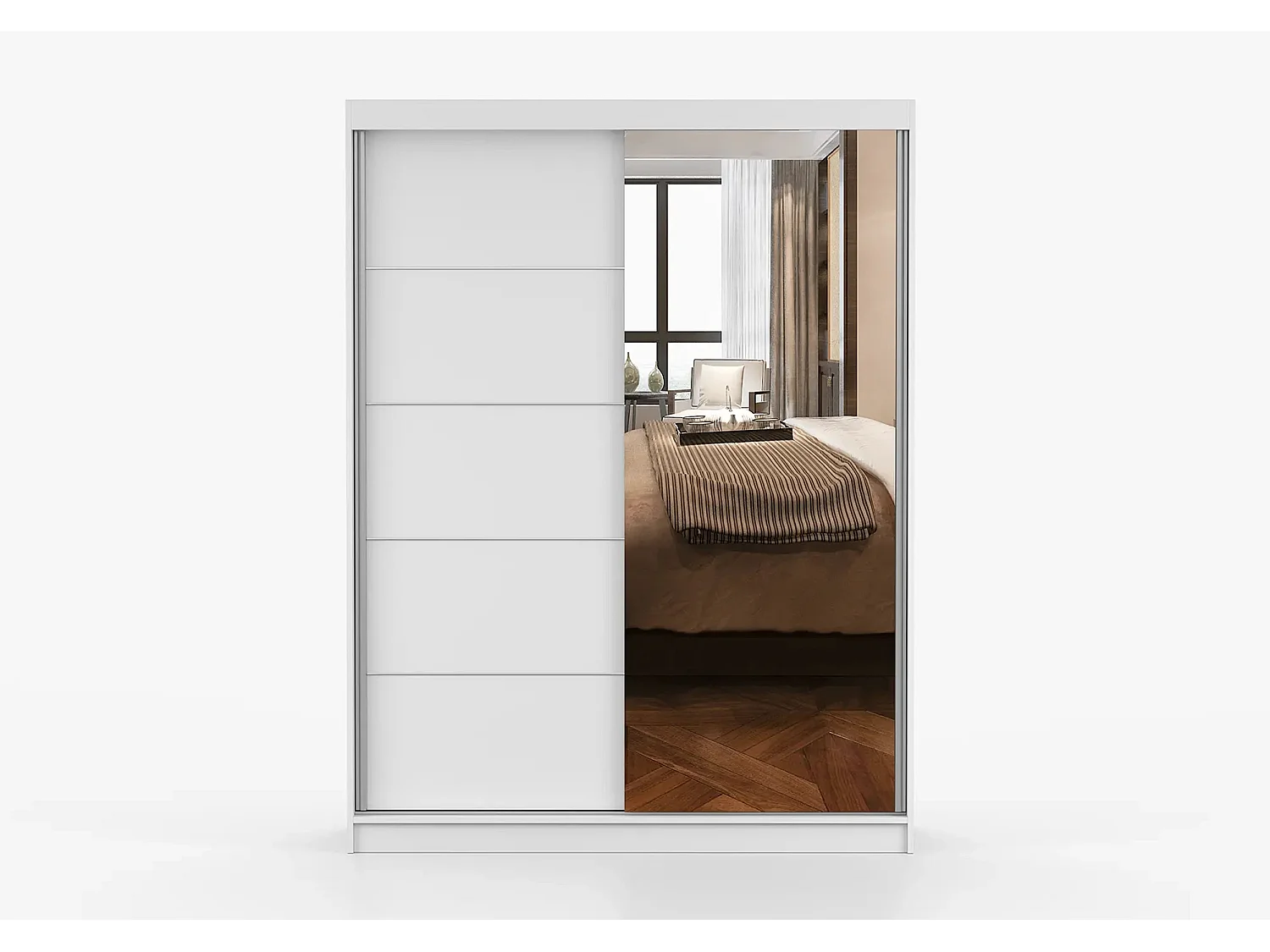 Armoire Vaiana 150 cm avec miroir - Blanc