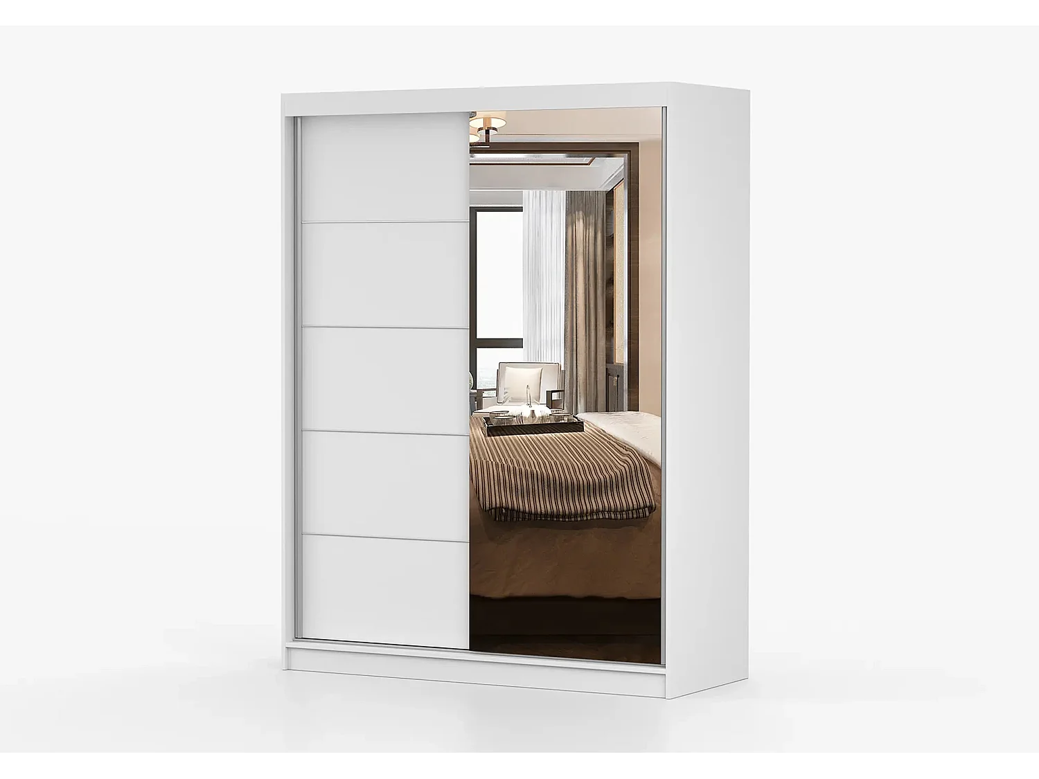 Armoire Vaiana 150 cm avec miroir - Blanc