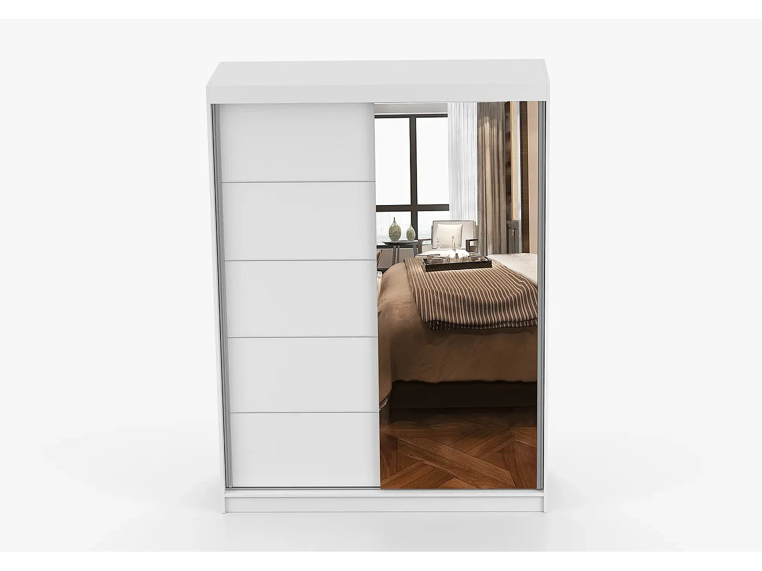 Armoire Vaiana 150 cm avec miroir - Blanc