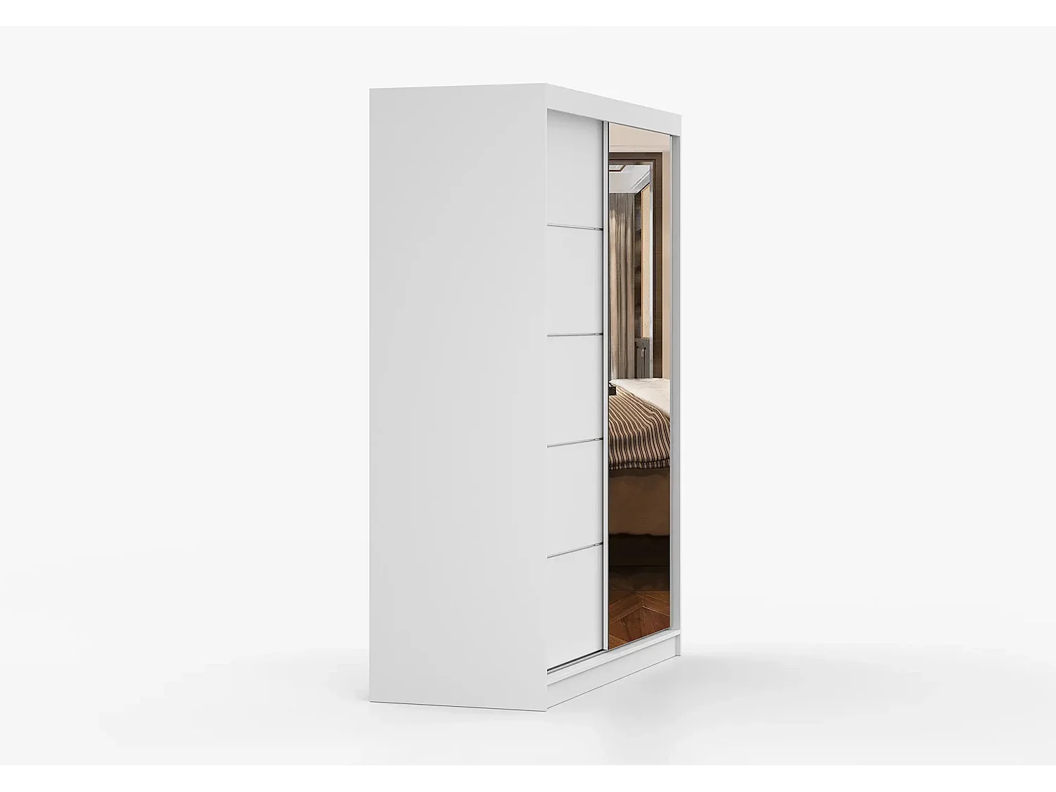 Armoire Vaiana 150 cm avec miroir - Blanc