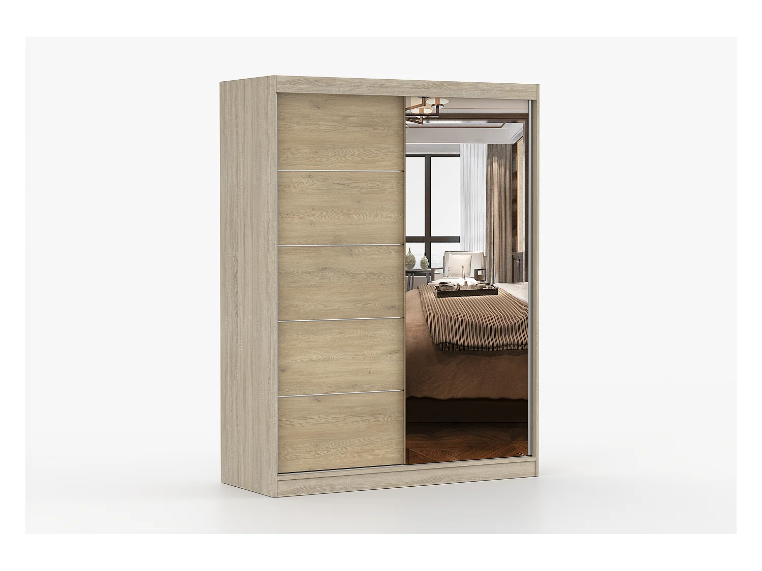 Armoire Aileen 150 cm avec miroir - Chêne - Chêne crémone