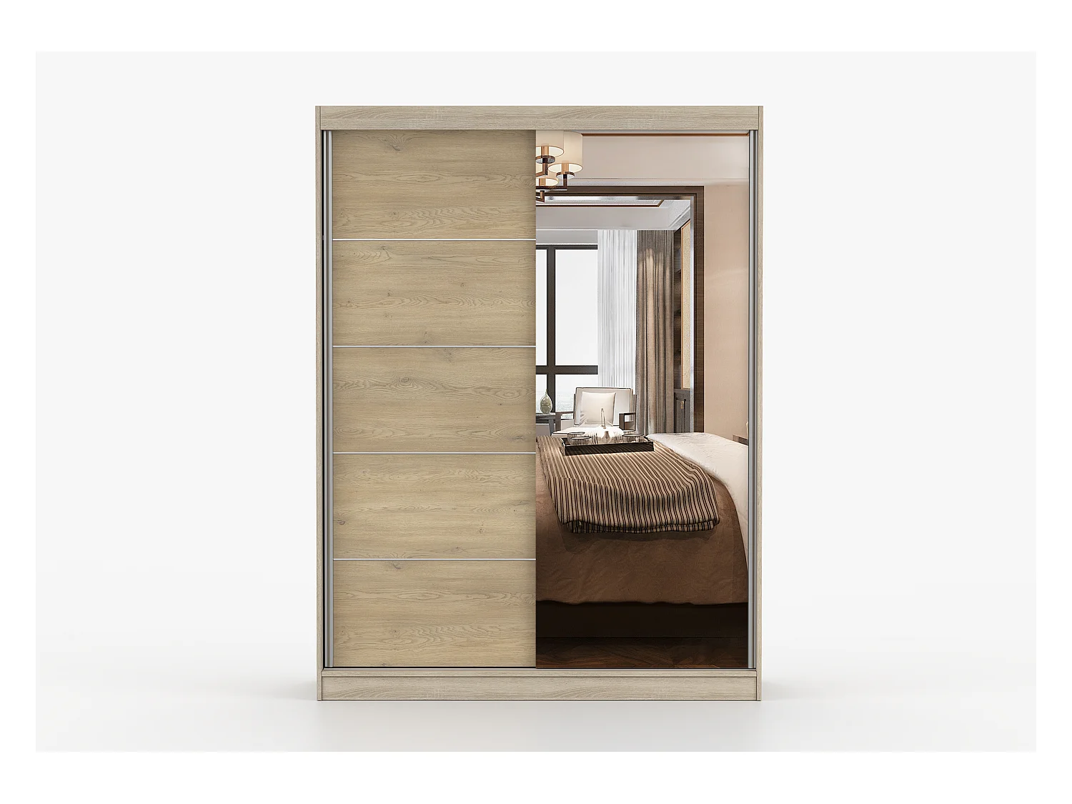 Armoire Aileen 150 cm avec miroir - Chêne - Chêne crémone