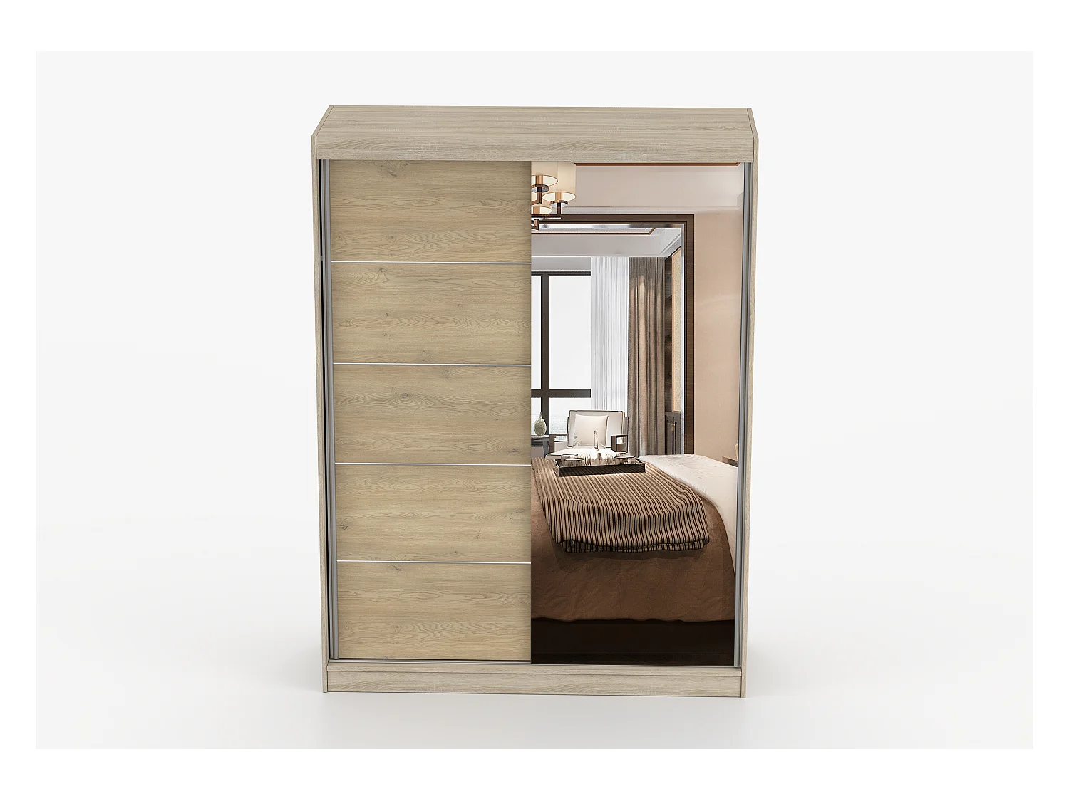 Armoire Aileen 150 cm avec miroir - Chêne - Chêne crémone