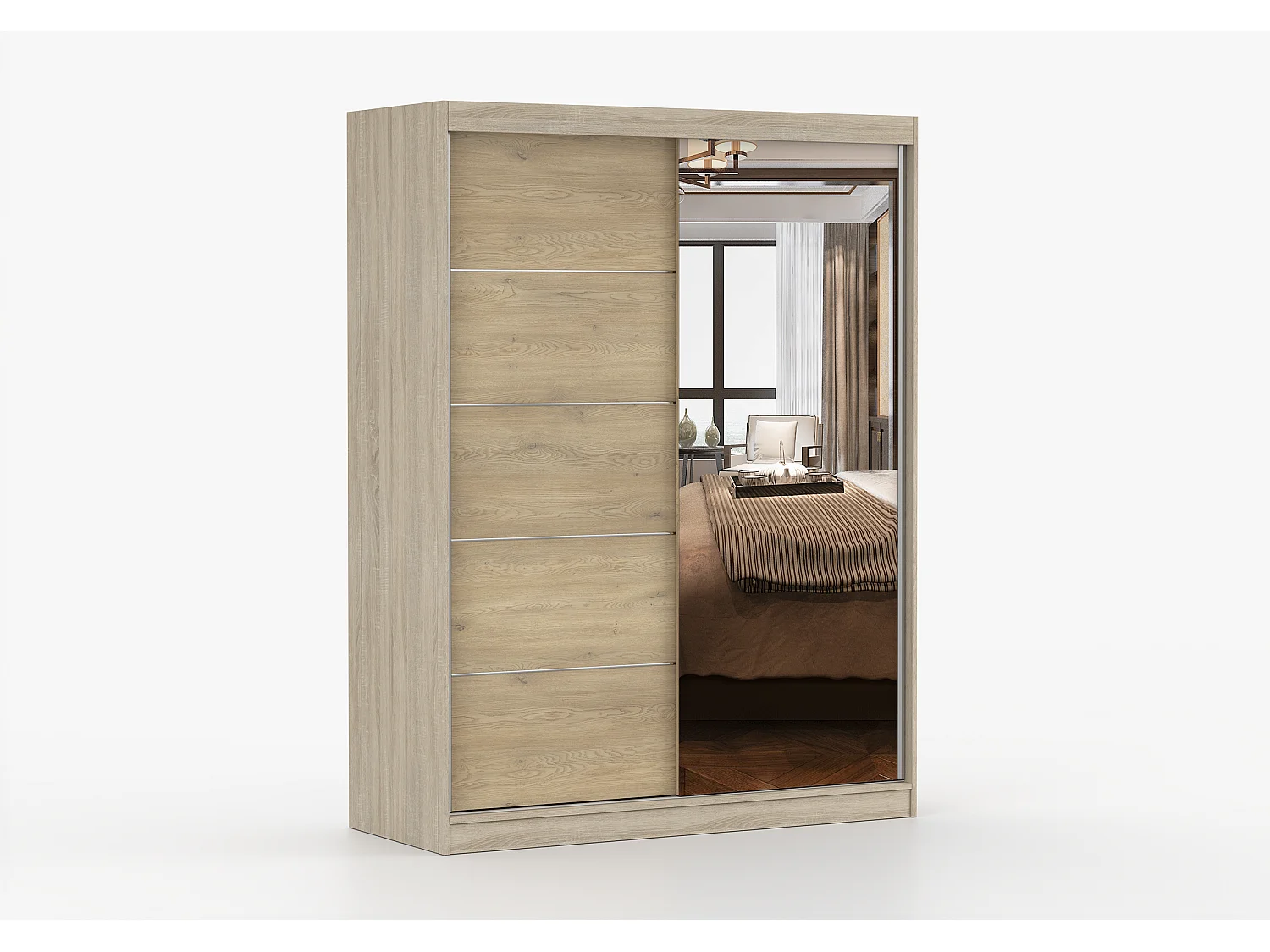 Armoire Aileen 150 cm avec miroir - Chêne - Chêne crémone