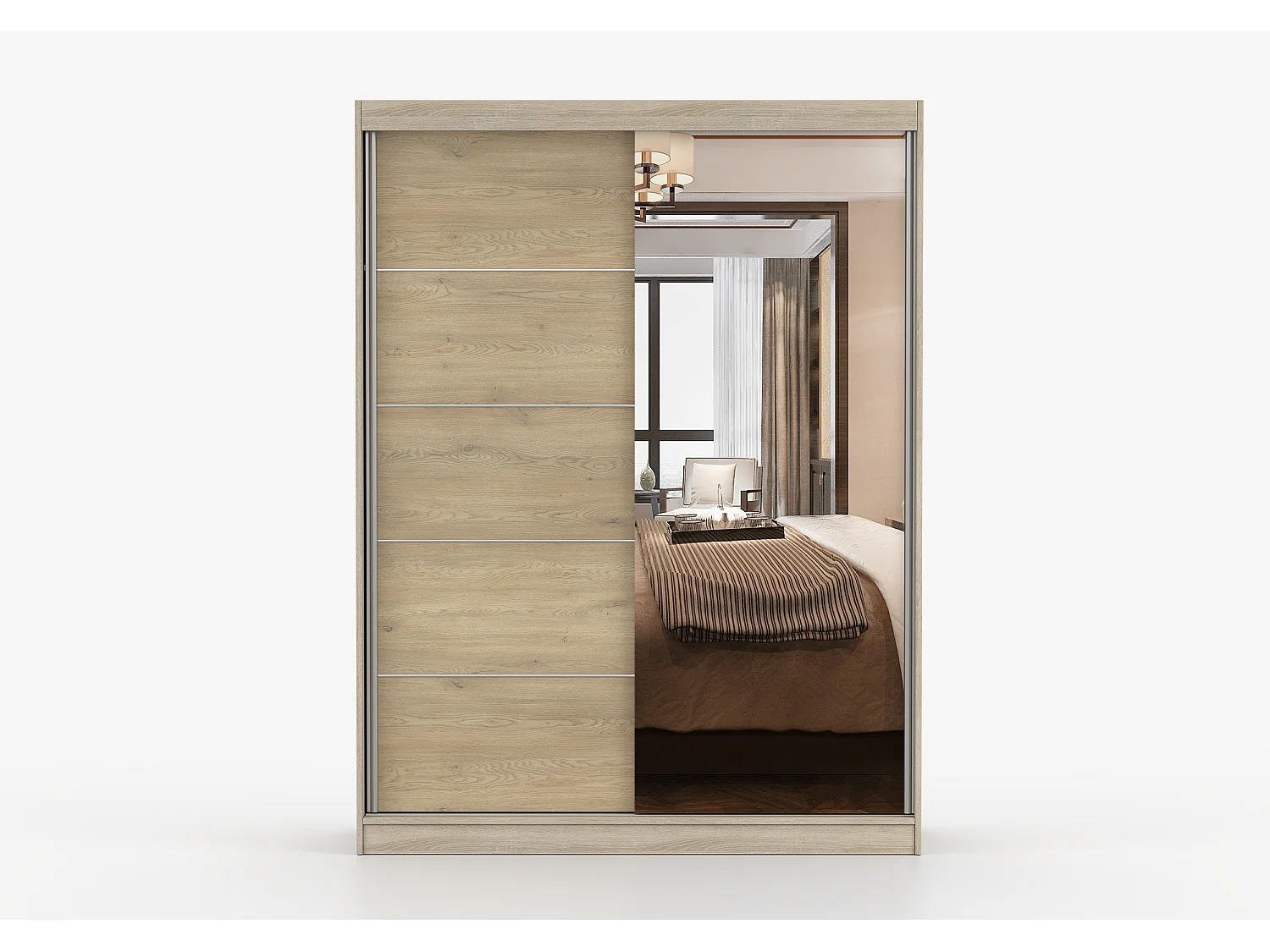 Armoire Aileen 150 cm avec miroir - Chêne - Chêne crémone
