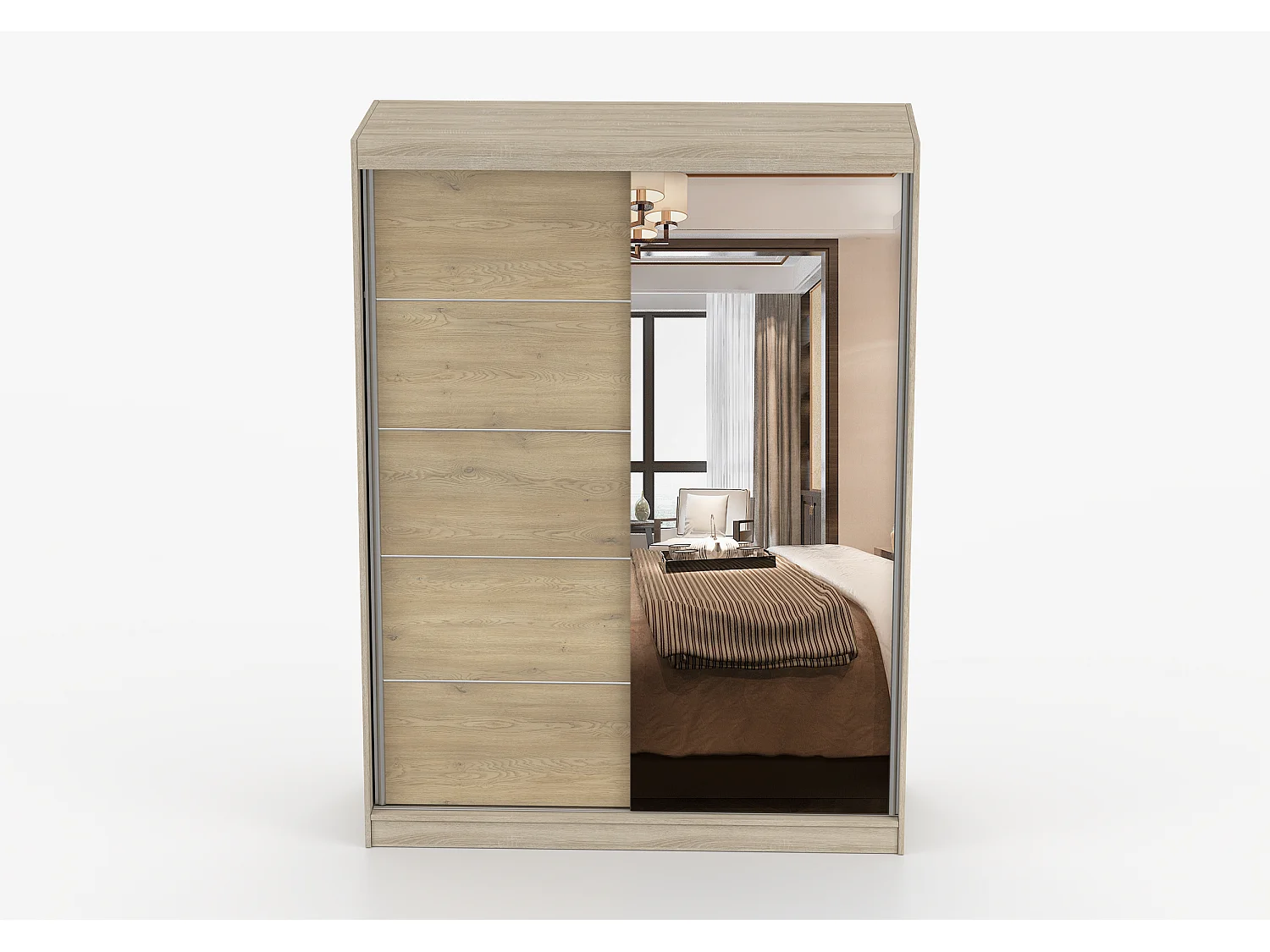 Armoire Aileen 150 cm avec miroir - Chêne - Chêne crémone