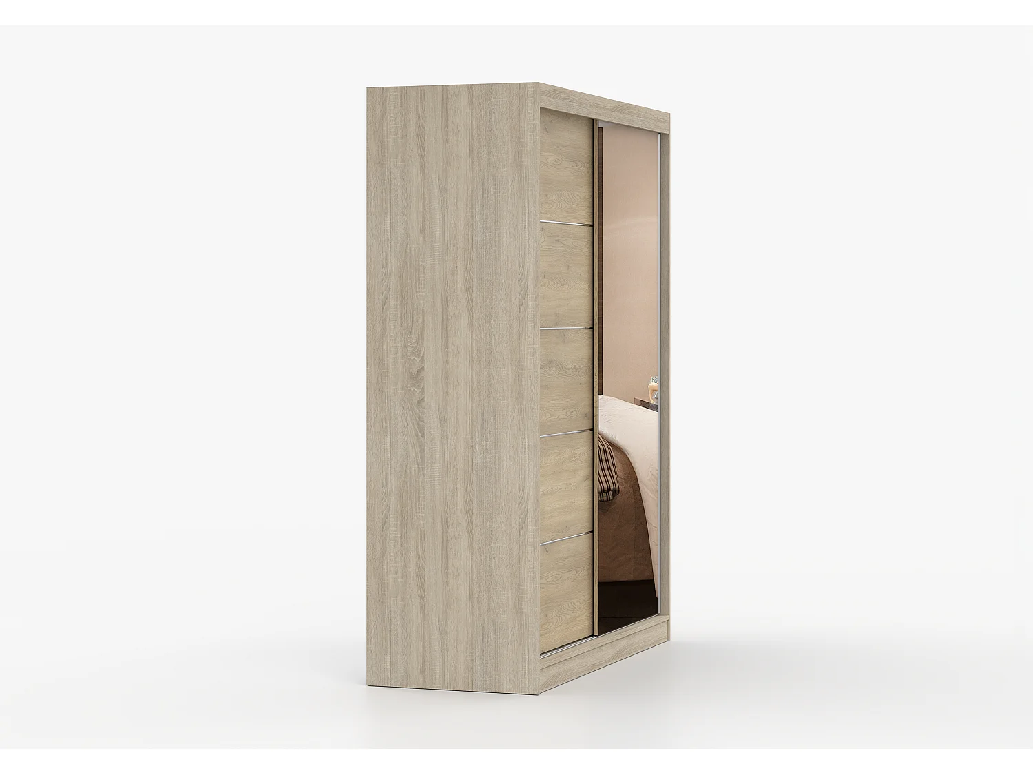 Armoire Aileen 150 cm avec miroir - Chêne - Chêne crémone