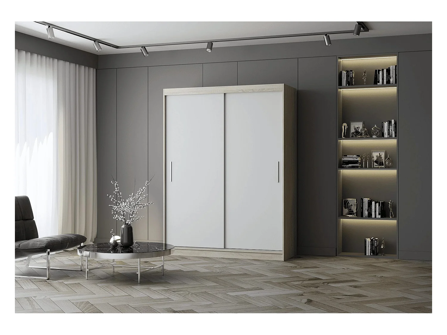 Armoire Elsinore 150 cm - Chêne - Blanc